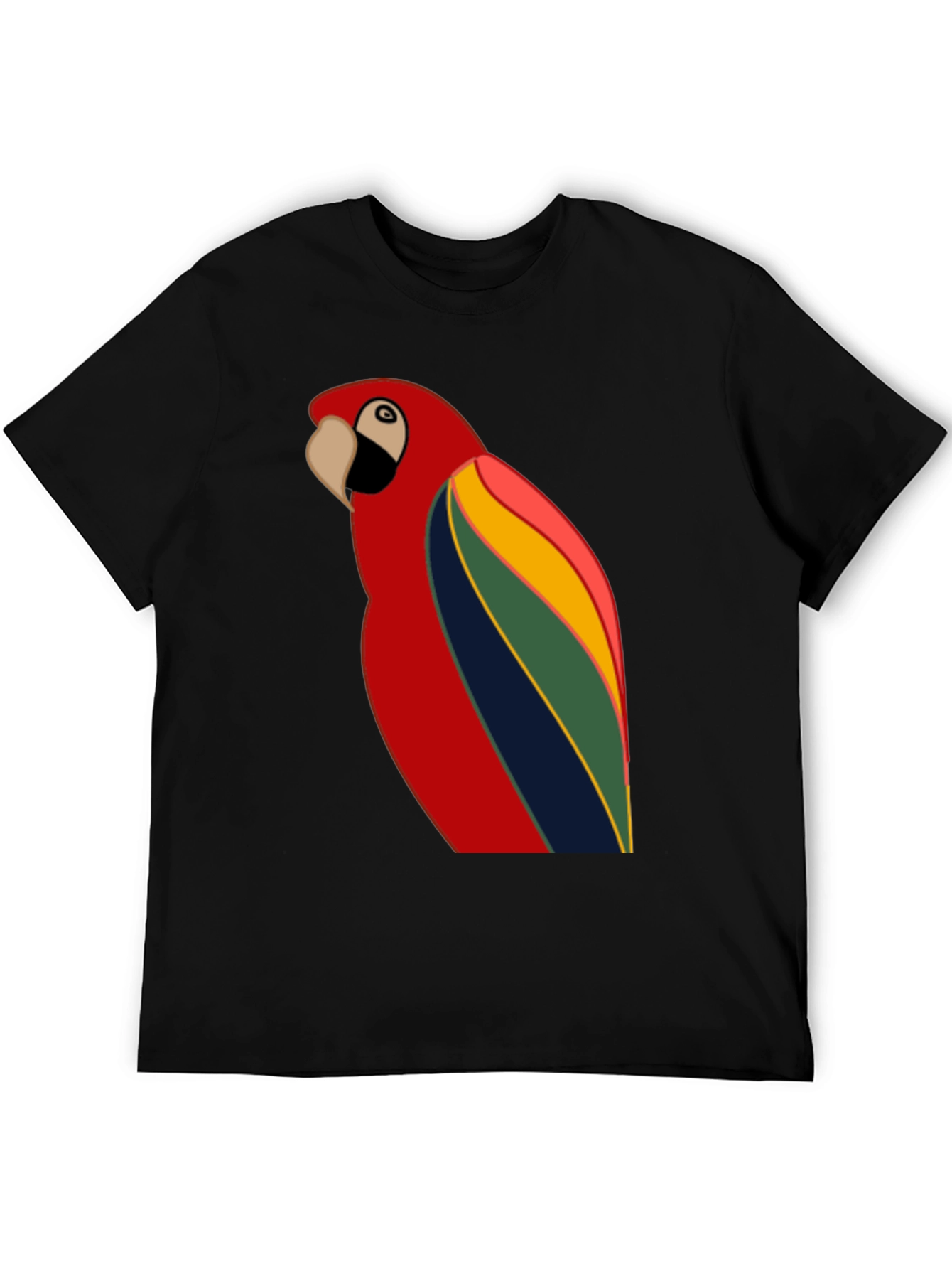 Black Parrot Graphic T-Shirt - Black Crew Neck Tee view 5