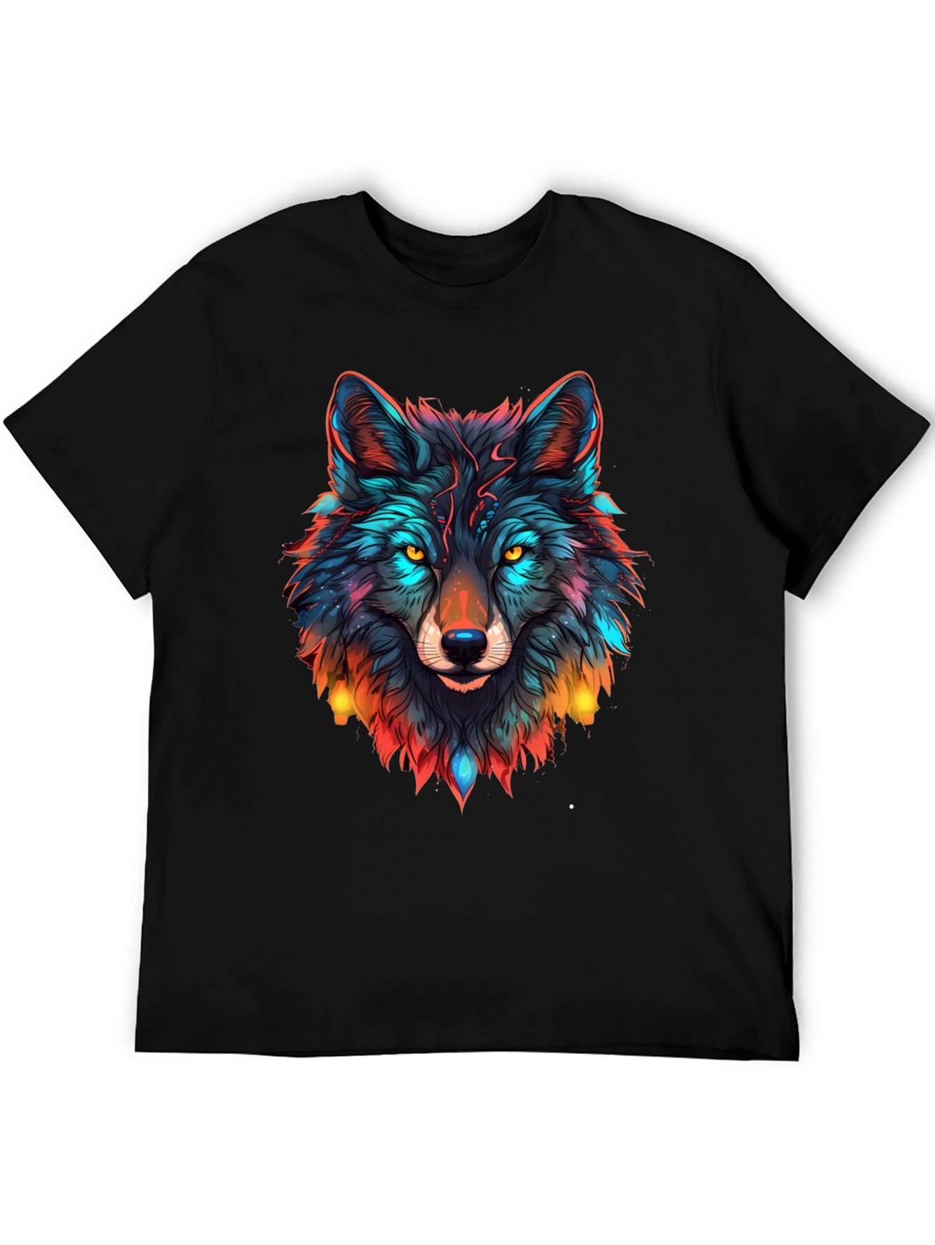 Black Wolf Graphic Black T-Shirt - Vibrant Animal Design view 5
