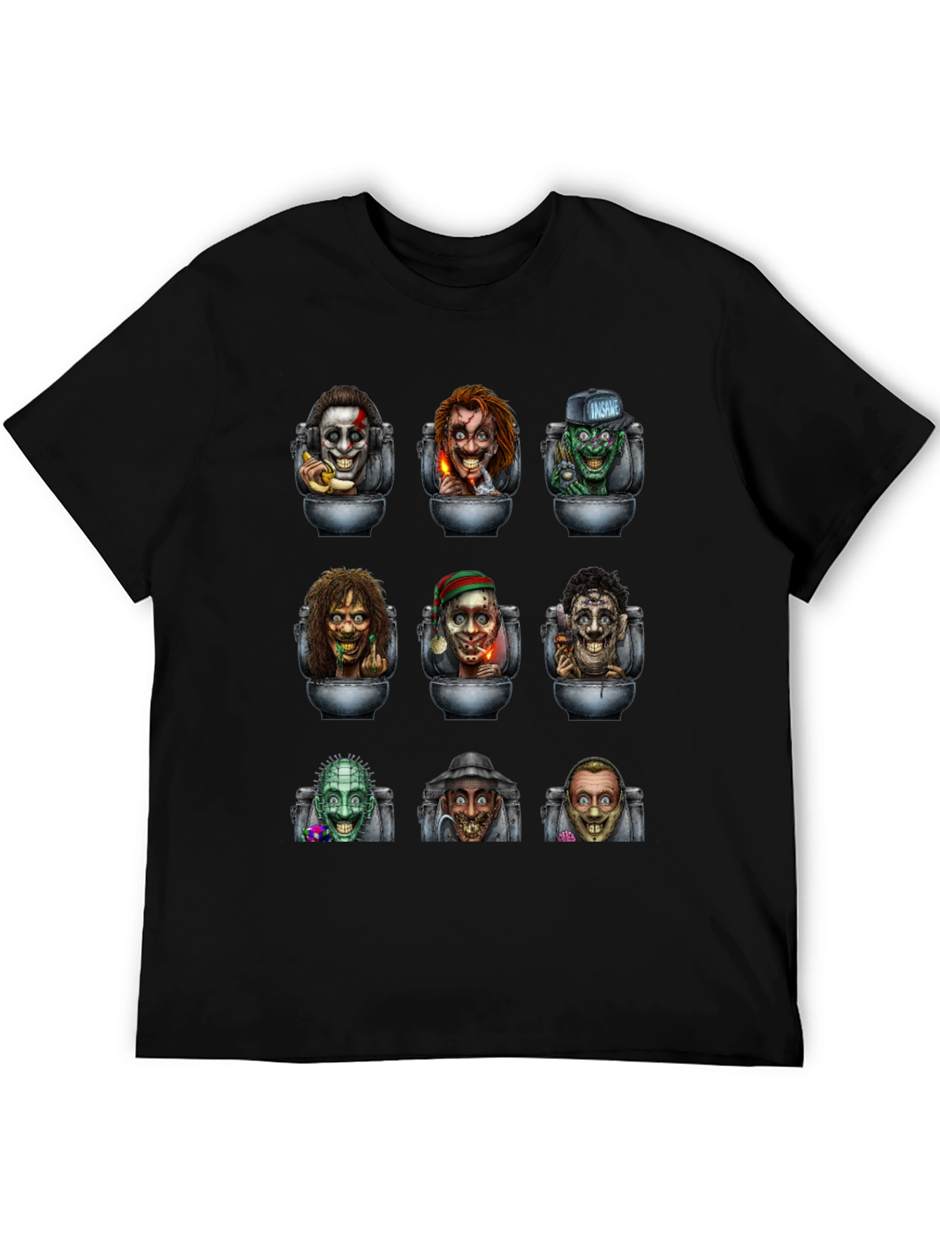 Black Horror Movie Character T-Shirt view 5