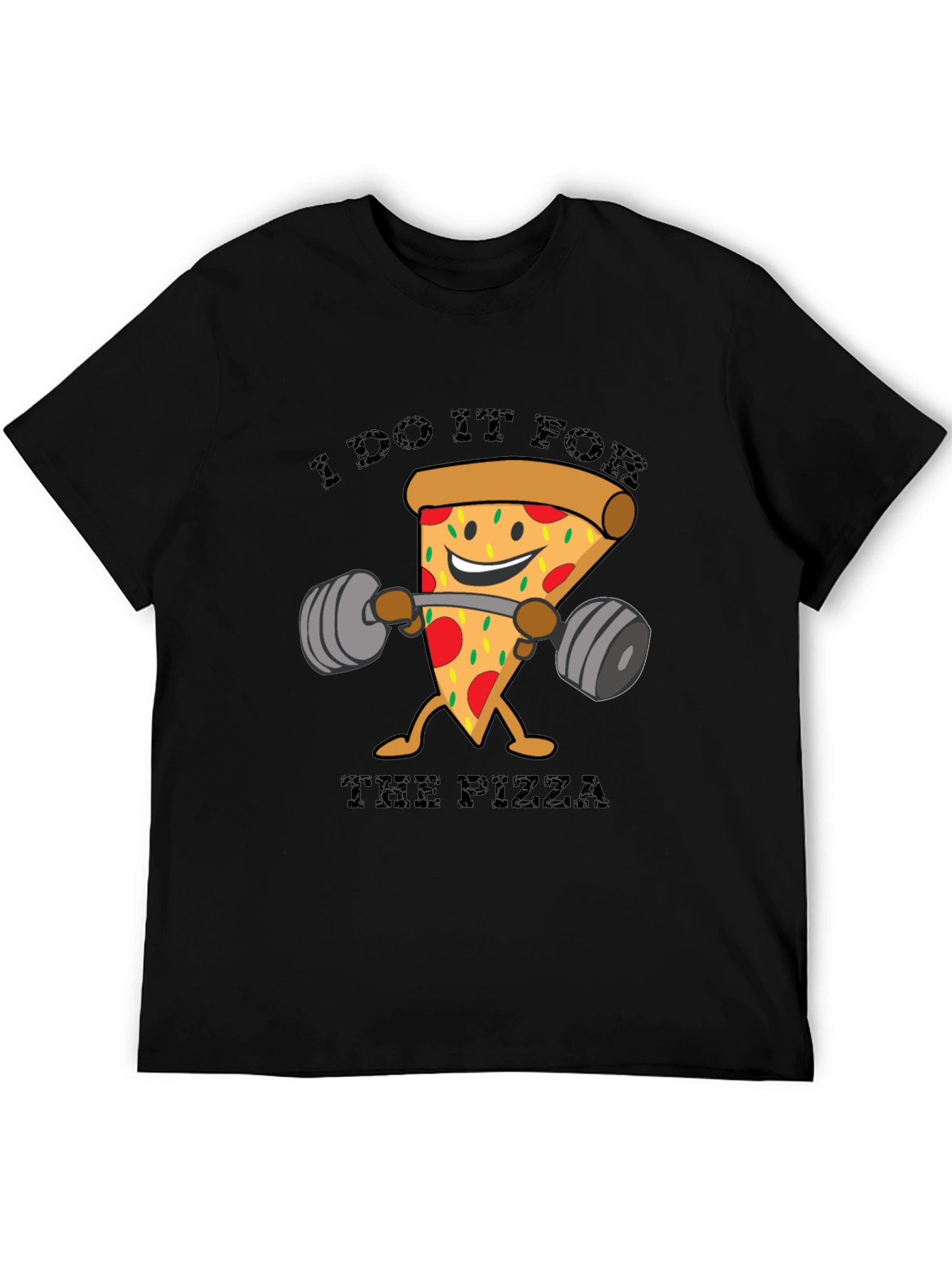 Black Pizza Lover Workout T-Shirt - Funny Fitness Tee view 5