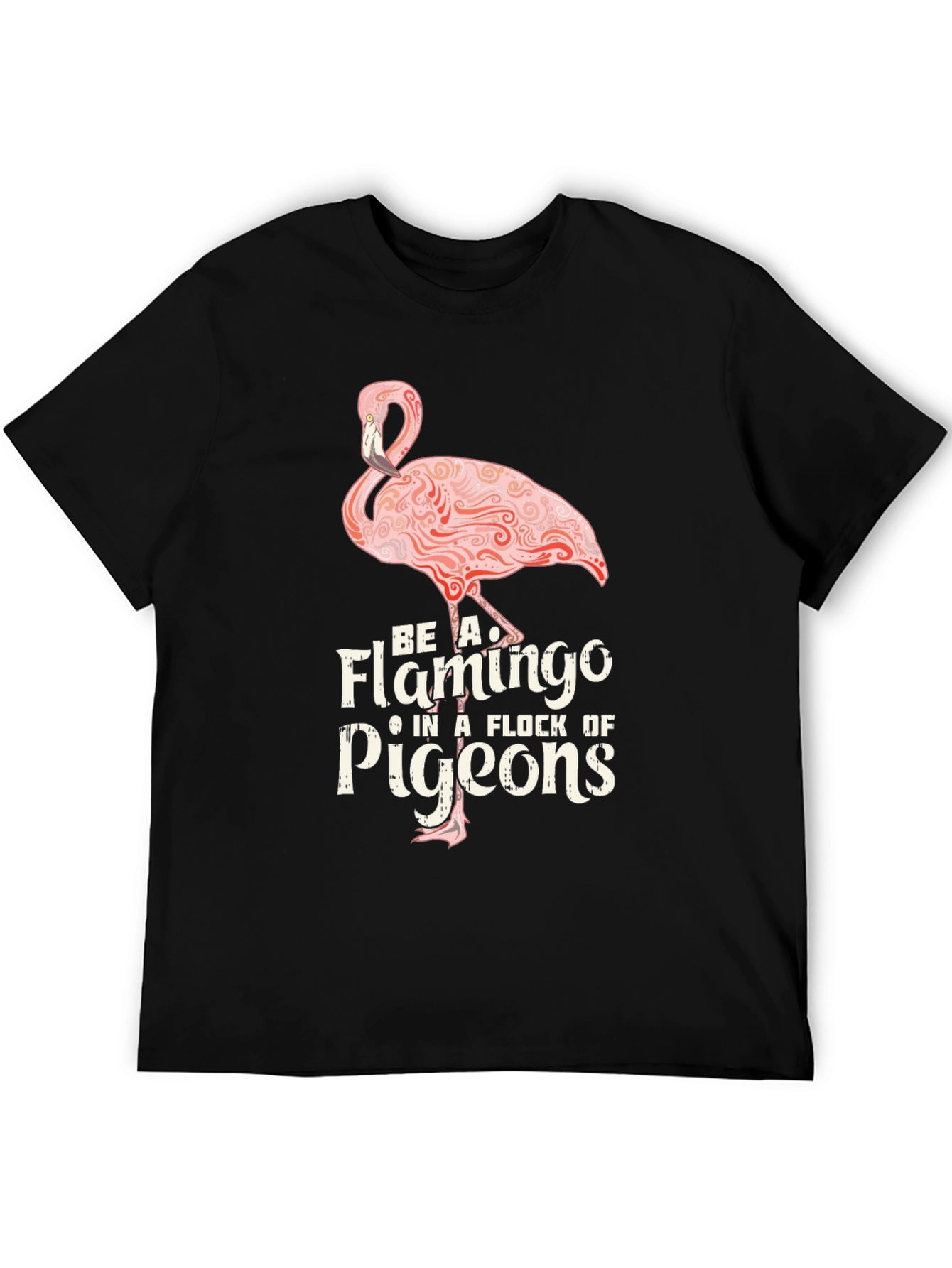 Black Be A Flamingo T-Shirt - Unique Design view 5