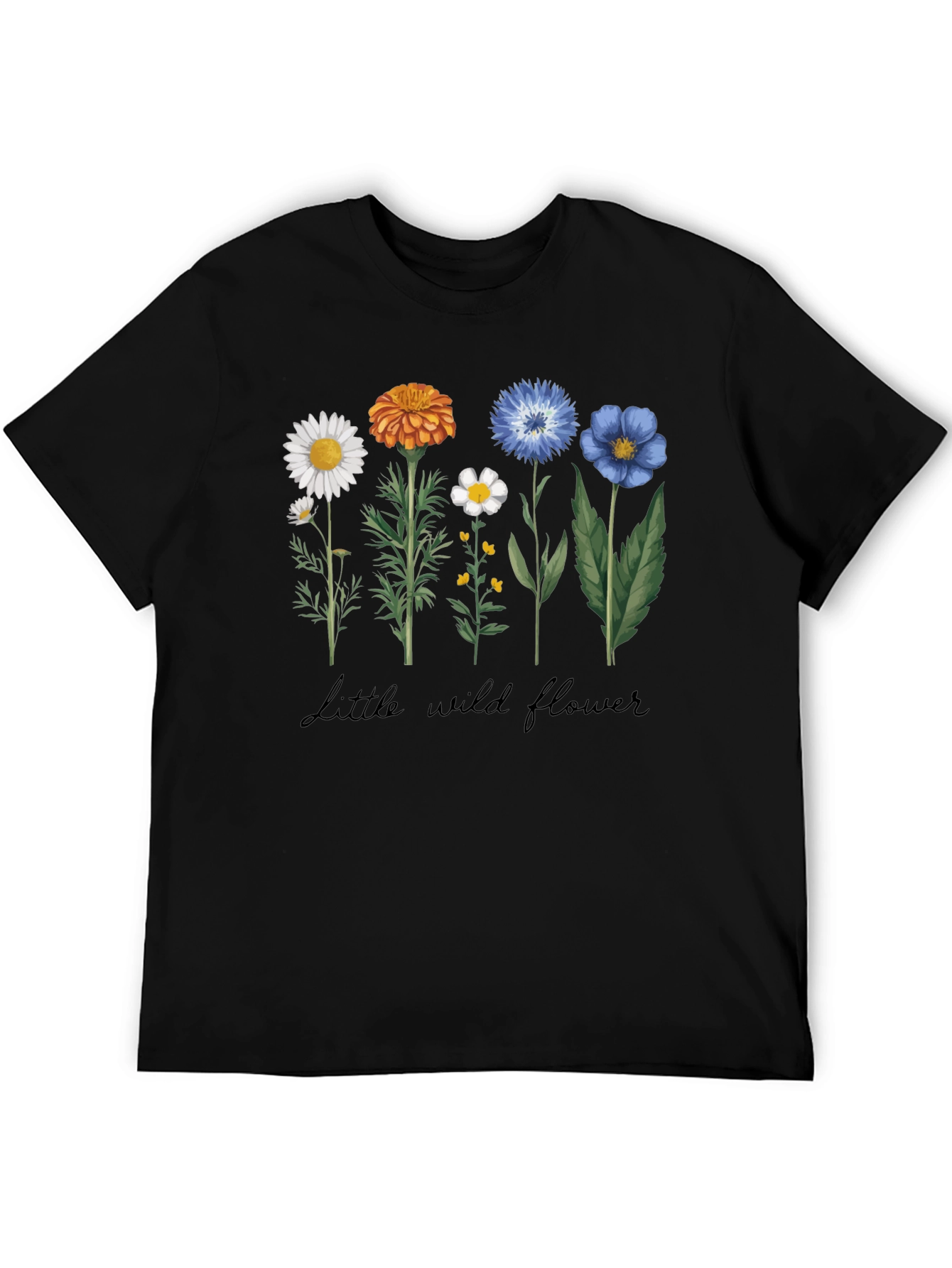 Black Wildflower Graphic T-Shirt - Botanical Tee view 5