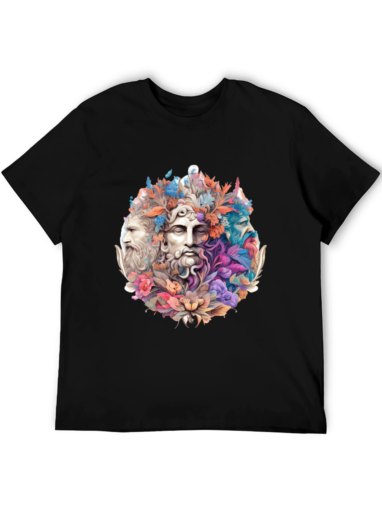 Black Floral Bust T-Shirt - Artistic Design view 5