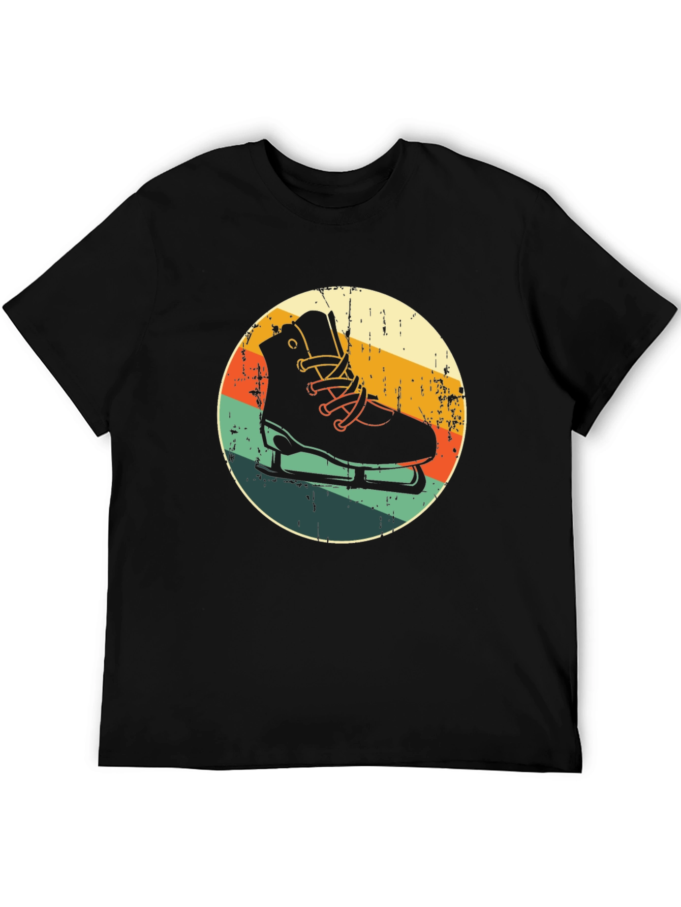 Black Retro Ice Skate Graphic Tee - Vintage Style Skating Shirt view 5