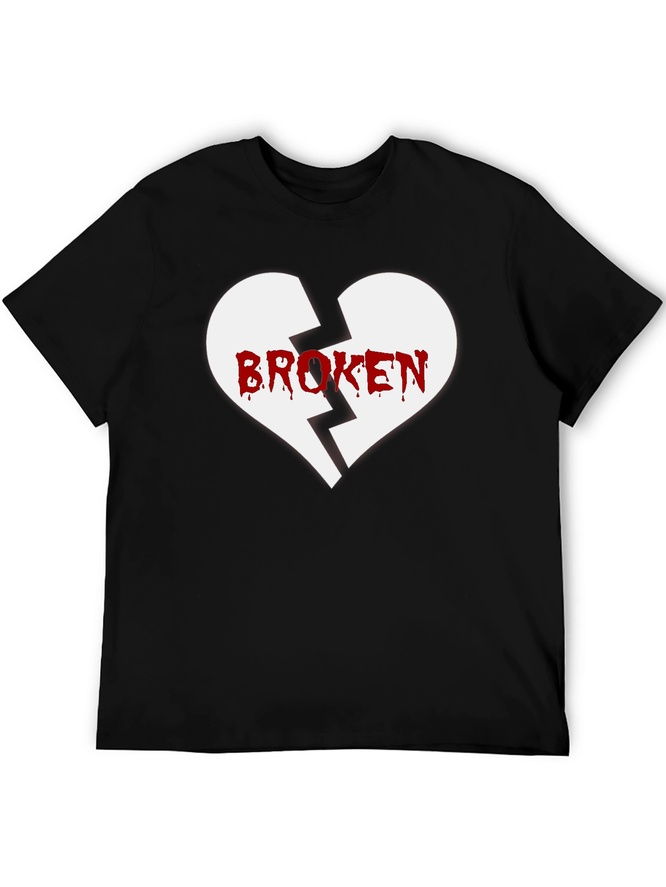 Black Broken Heart Graphic Tee - Men's Black T-Shirt view 5