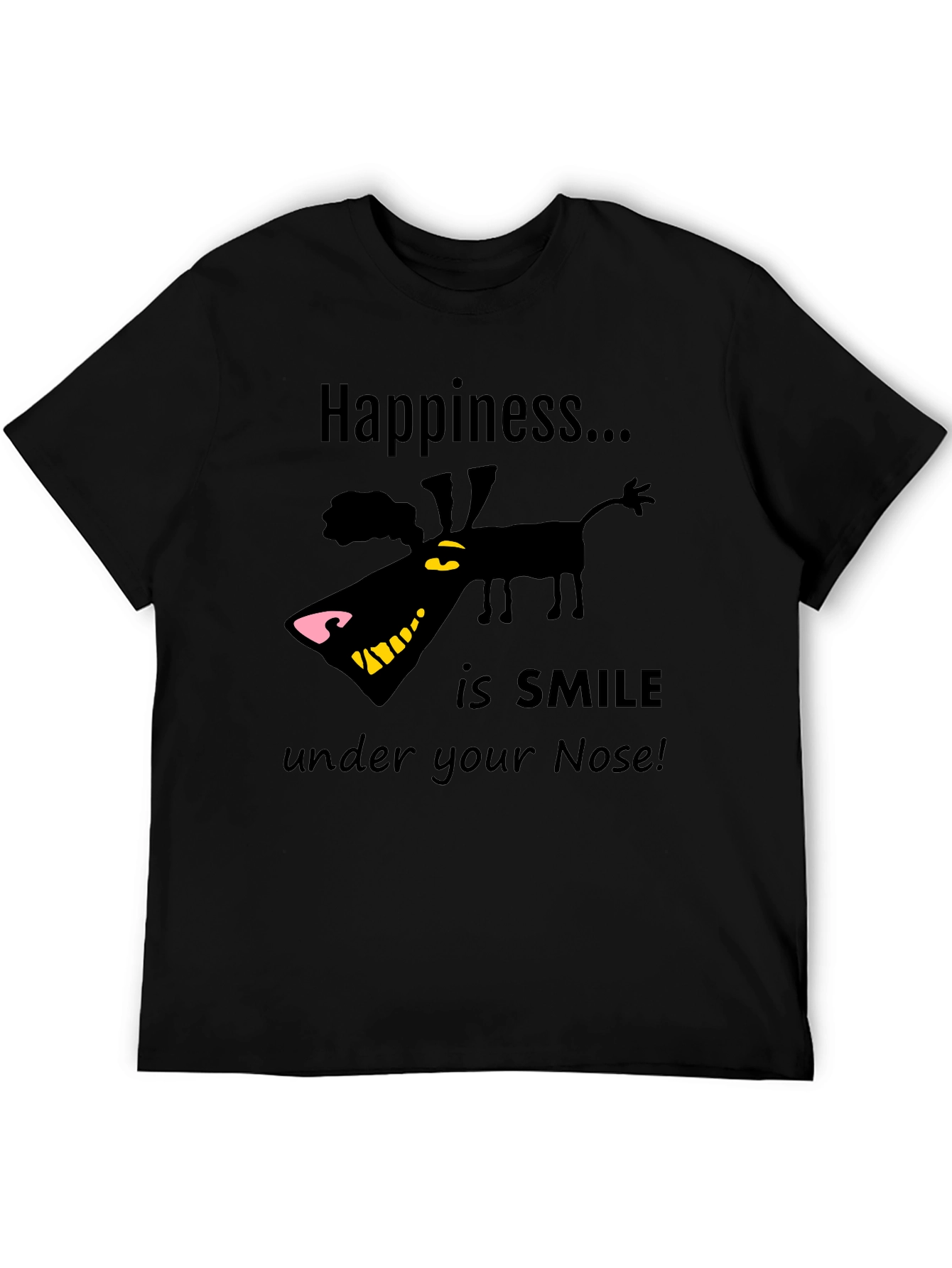 Black Happiness Smile Graphic T-Shirt view 5