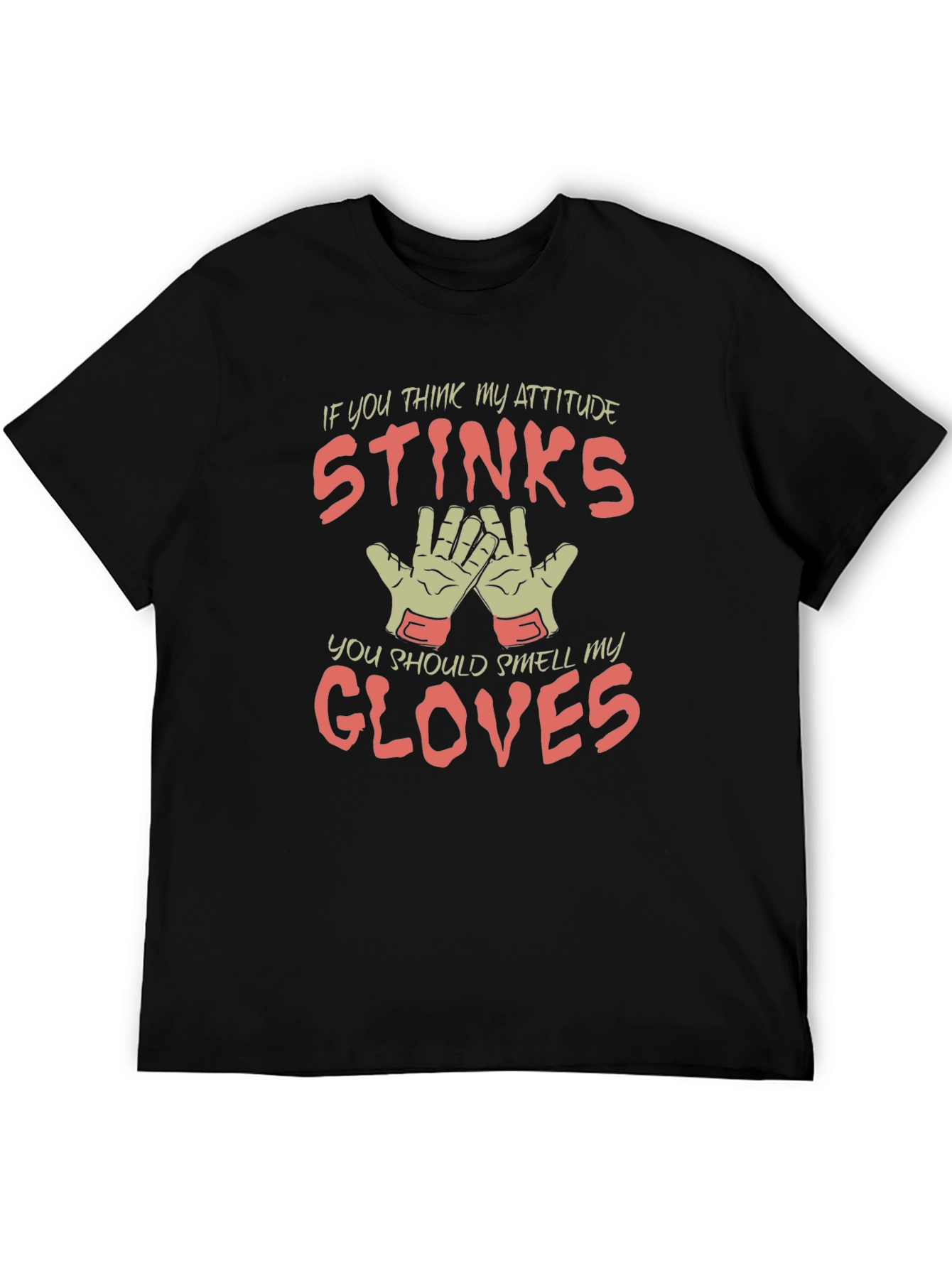 Black Attitude Stinks Gloves Graphic Tee - Unisex view 5