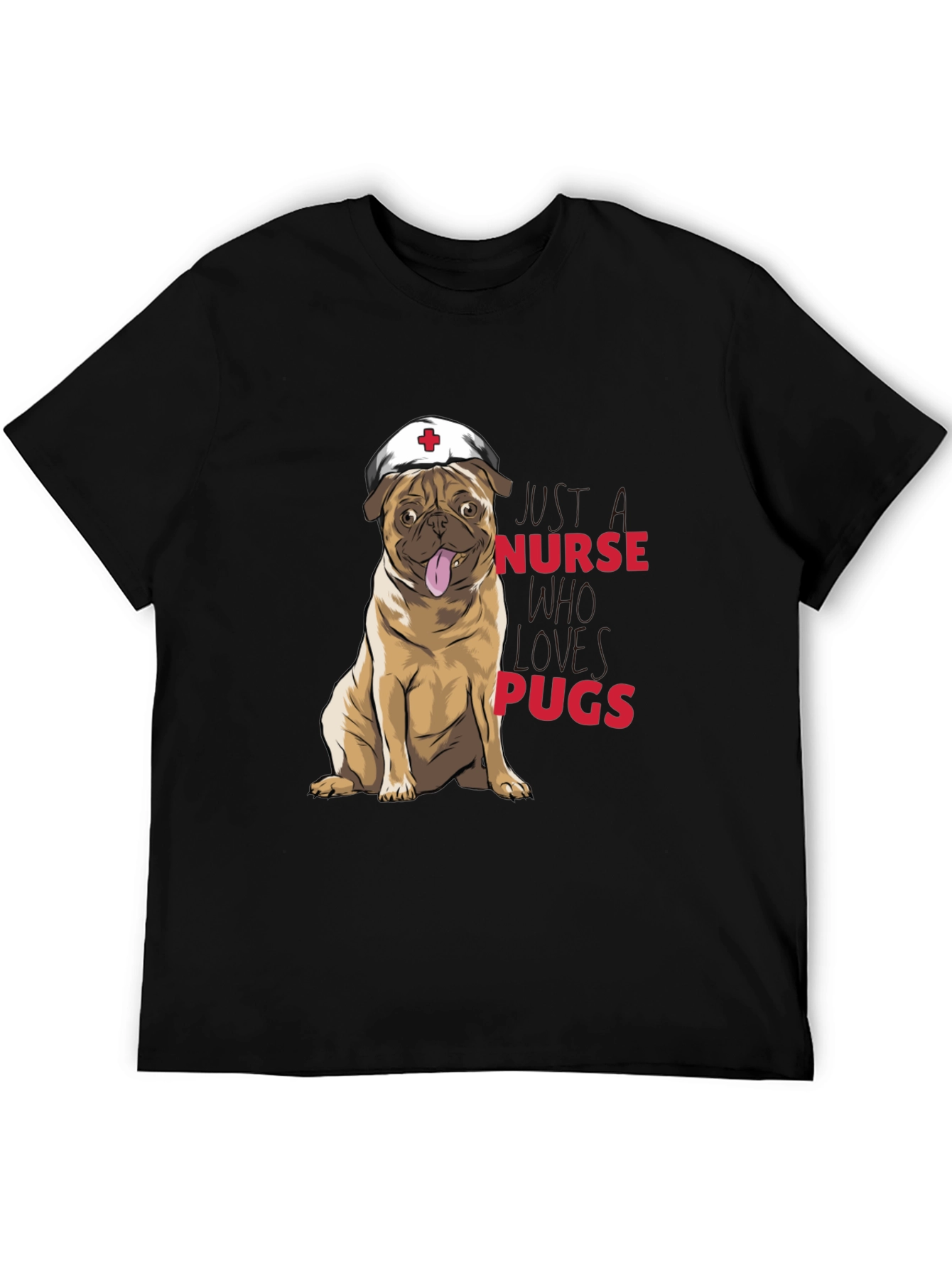 Black Nurse Pugs Graphic T-Shirt - Cute Dog Lover Tee view 5
