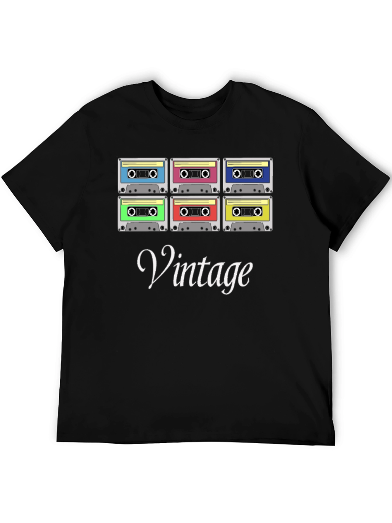 Black Retro Cassette Tape Vintage T-Shirt view 5