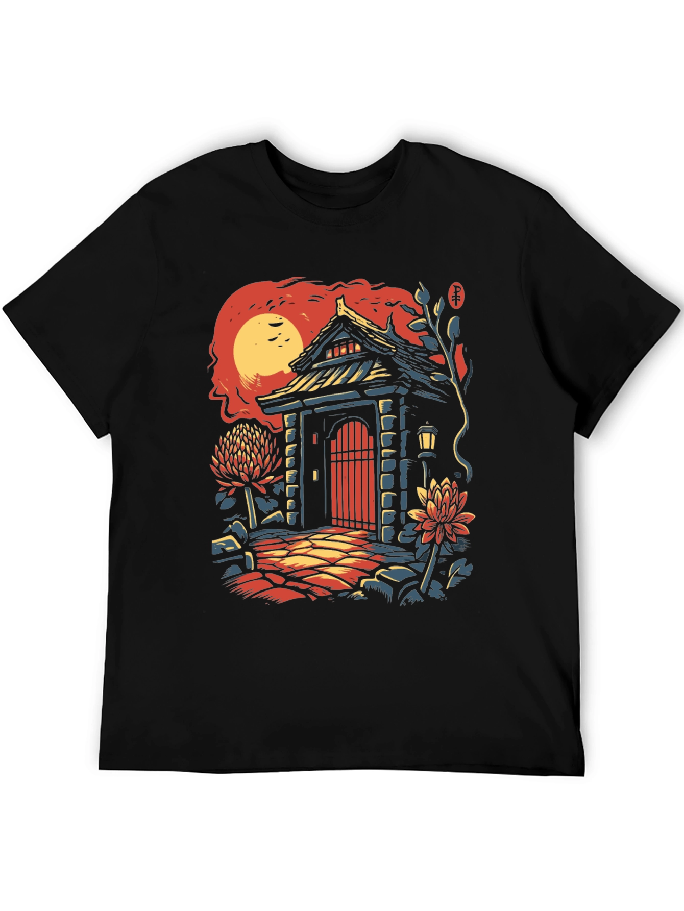 Black Japanese Gate T-Shirt - Unique Graphic Tee view 5