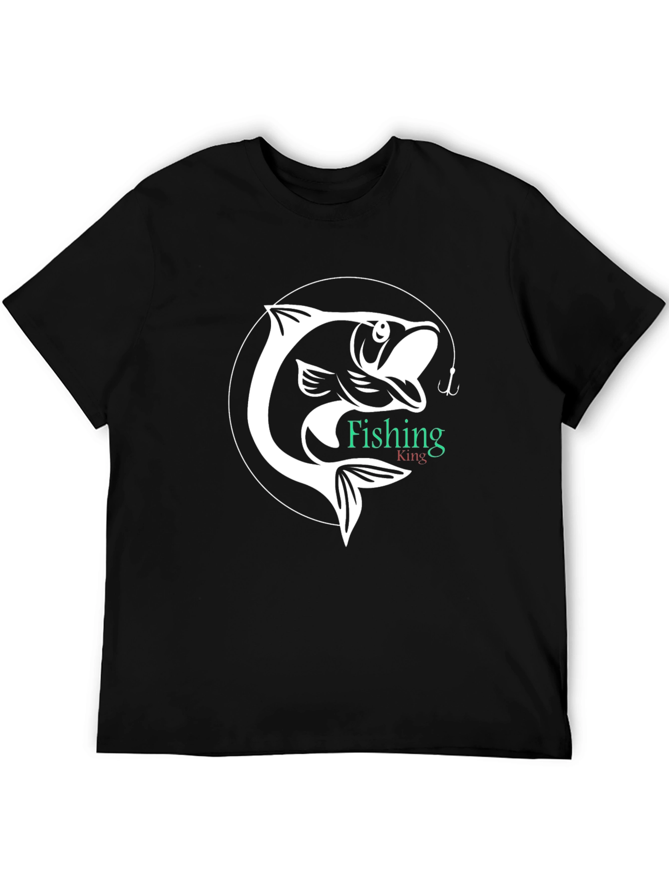 Black Fishing King Graphic Tee - Black Cotton Shirt view 5