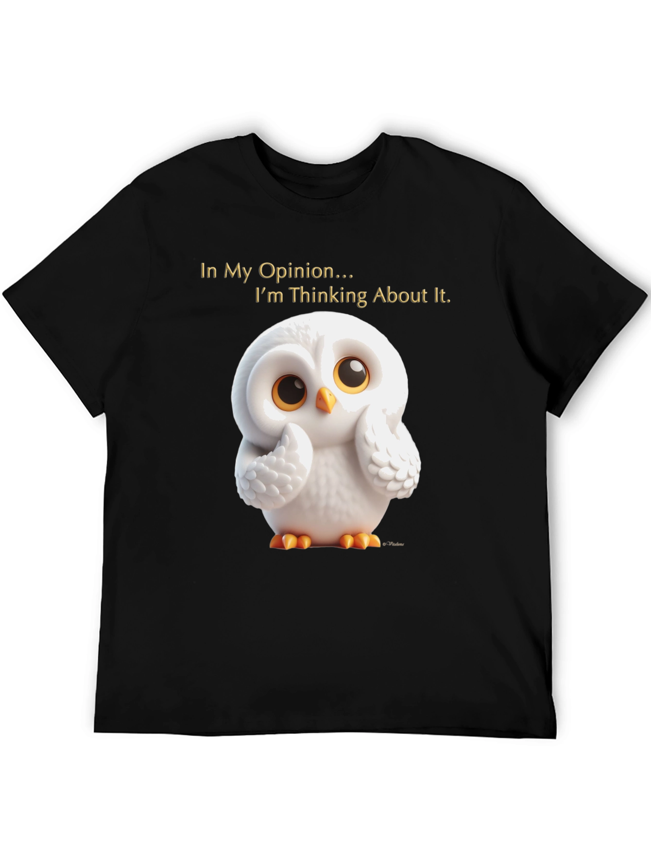Black Thinking Owl T-Shirt - Men's Black Graphic Tee view 5