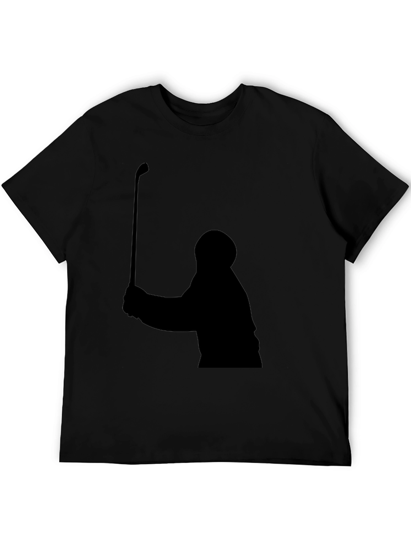 Black Golfer Silhouette Black T-Shirt view 5
