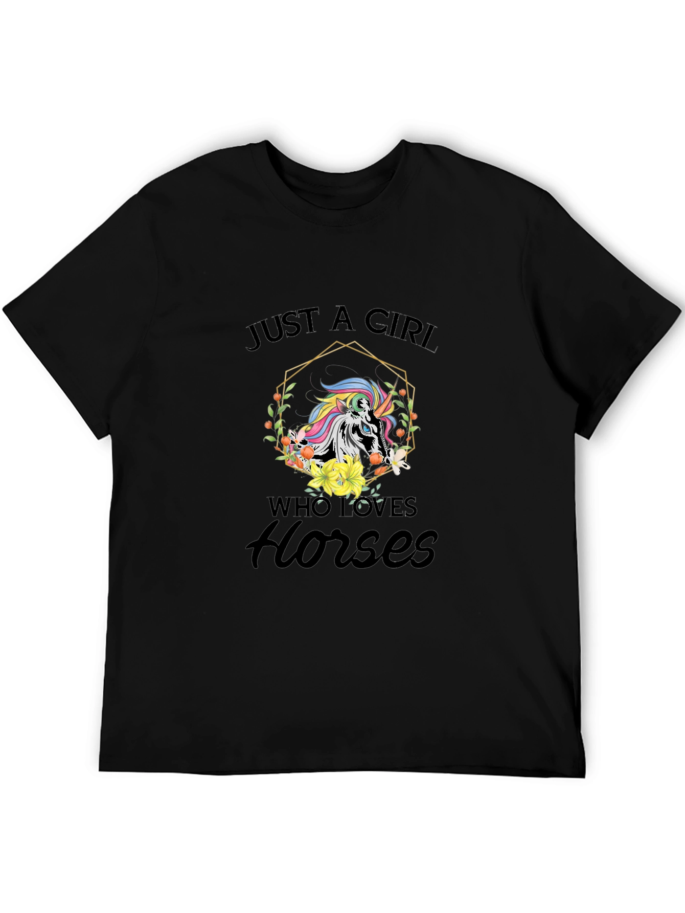 Black Just a Girl Who Loves Horses Black T-Shirt view 5
