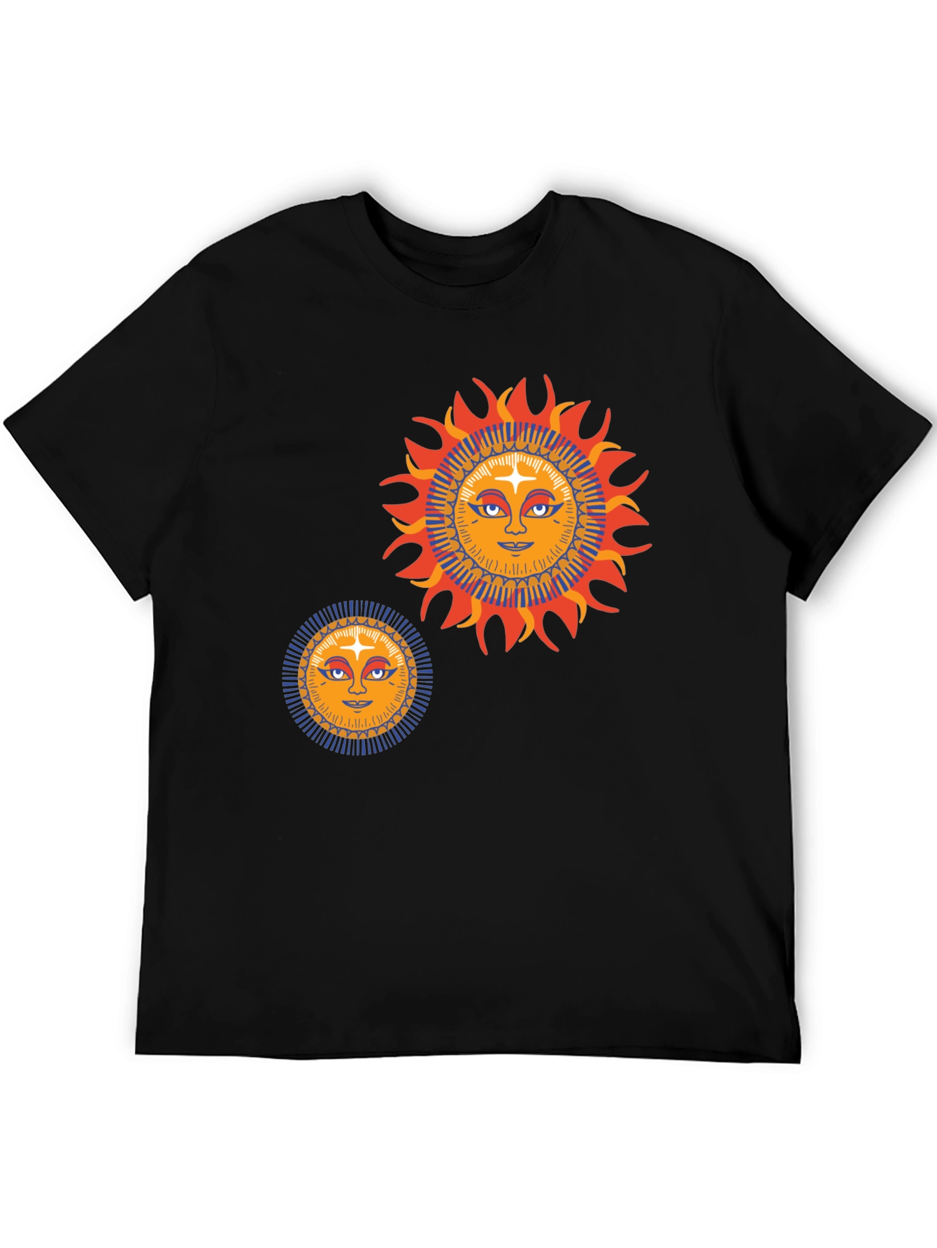Black Sun Graphic Tee - Retro Style Black T-Shirt view 5