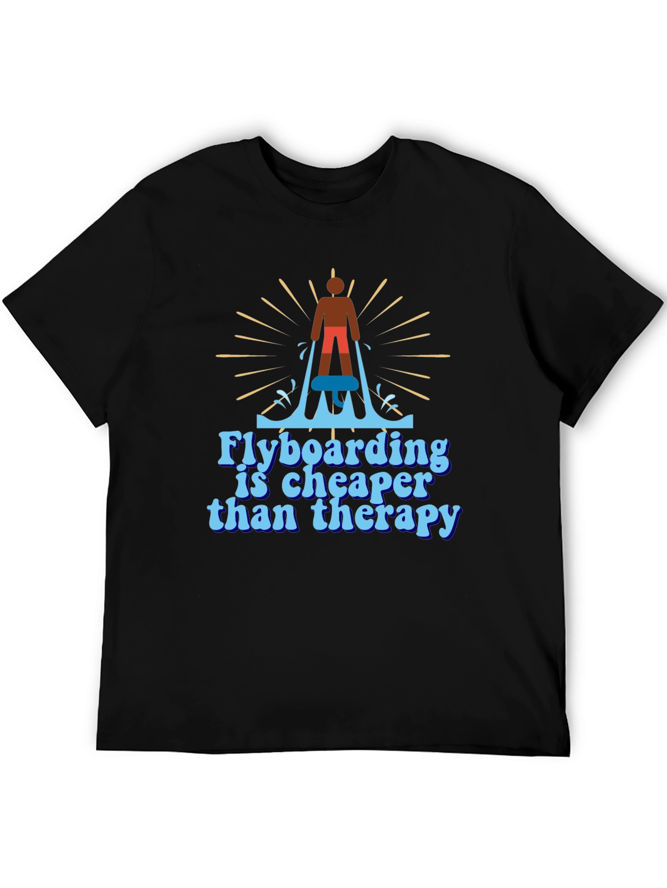 Black Flyboarding Therapy T-Shirt - Hobby Graphic Tee view 5