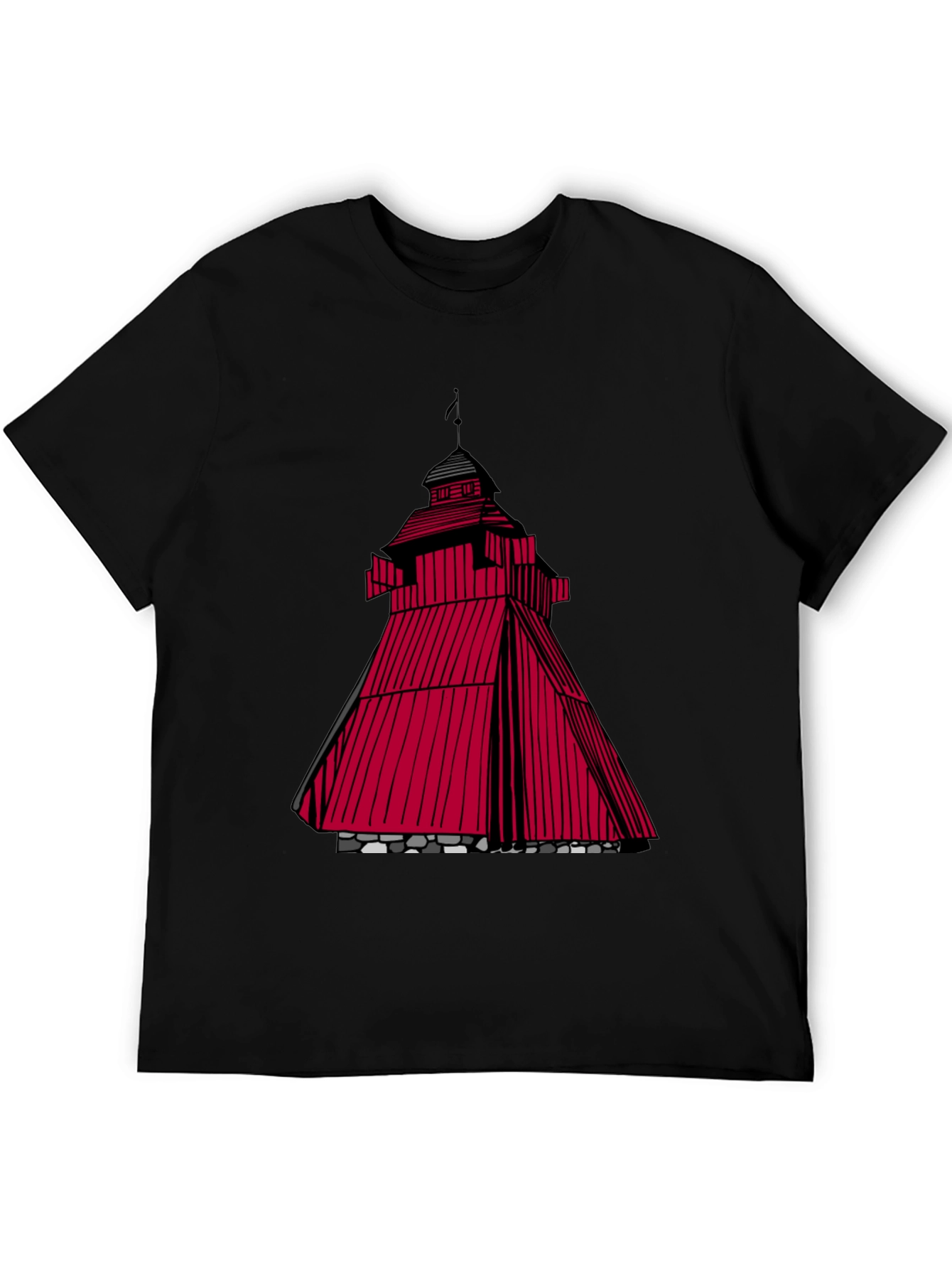 Black Red Tower Graphic T-Shirt - Unique Design view 5