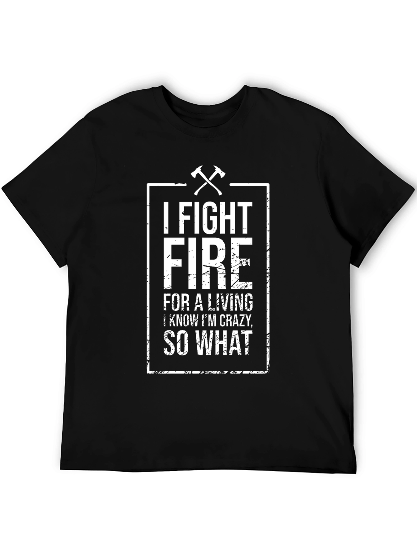 Black Firefighter T-Shirt - I Fight Fire For a Living - Black view 5