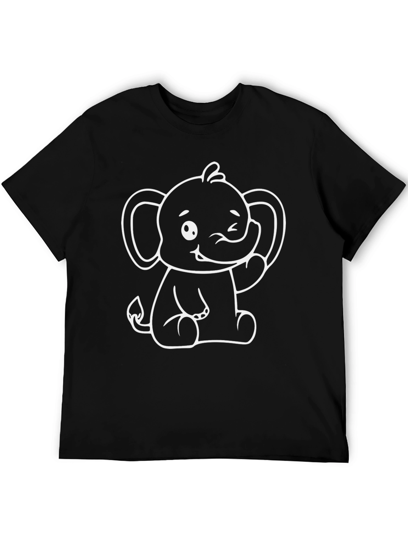 Black Cute Elephant Graphic Tee - Black Cotton Shirt view 5