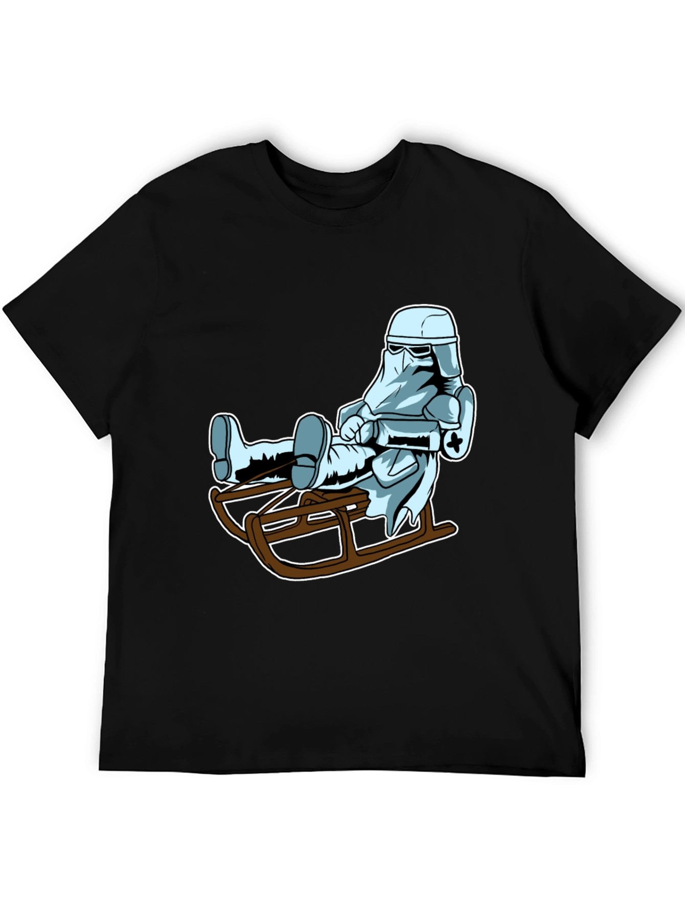 Black Cool Stormtrooper Sledding Graphic Tee view 5