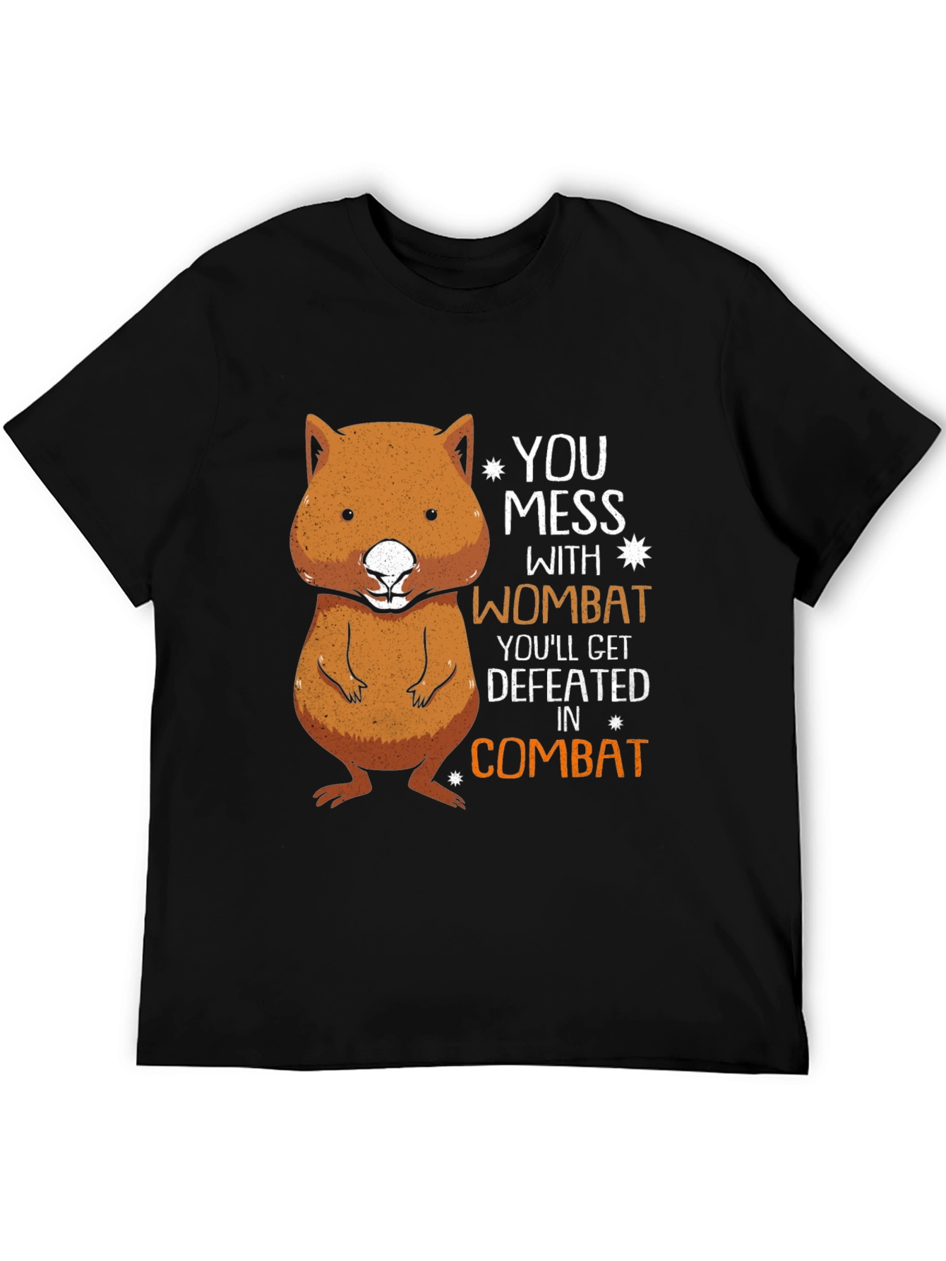 Black Wombat Combat T-Shirt - Funny Animal Tee view 5