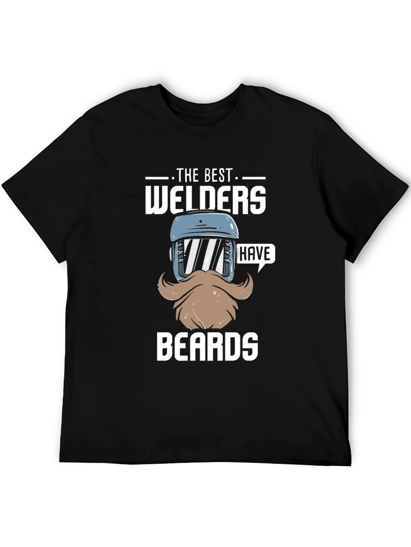 Black Best Welders Have Beards T-Shirt - Black Cotton Tee view 5