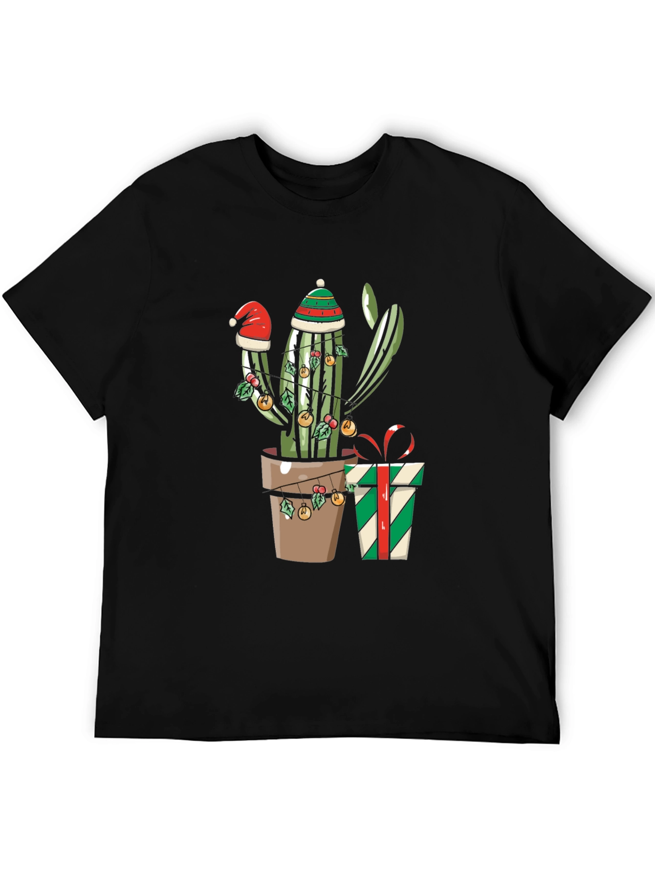 Black Festive Cactus Graphic Tee view 5