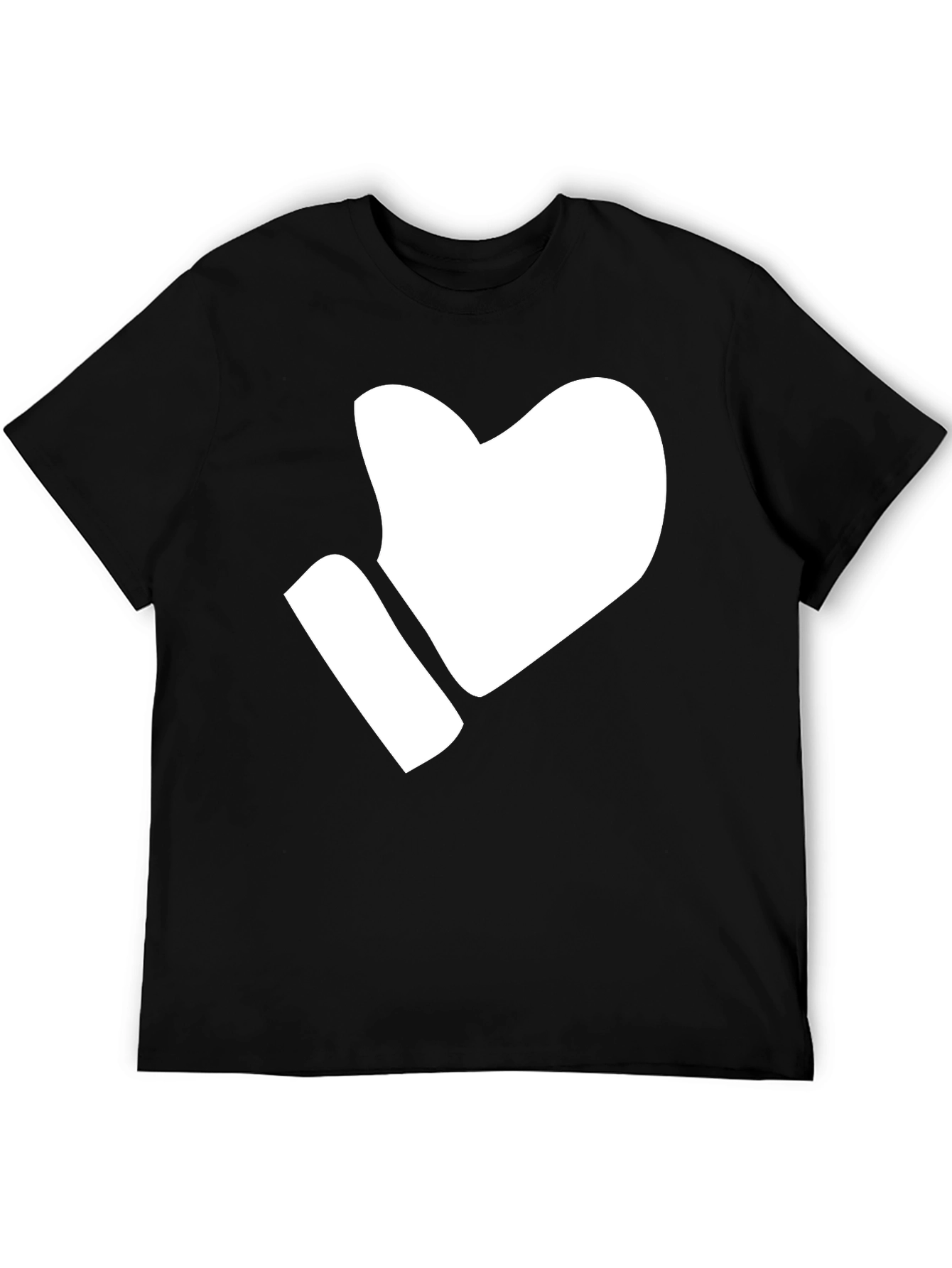 Black I Heart T-Shirt - Black Casual Tee with White Graphic view 5