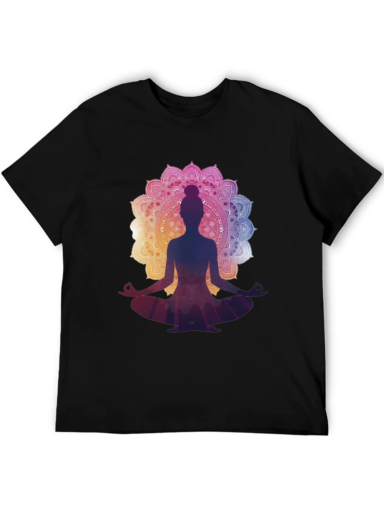 Black Yoga Mandala Graphic Tee - Meditation T-Shirt view 5