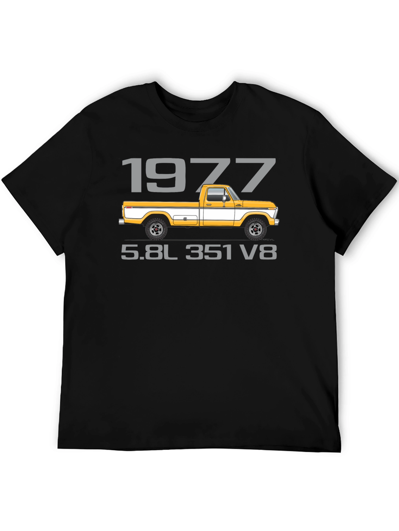 1977 Ford F-150 Truck Black T-Shirt - 5