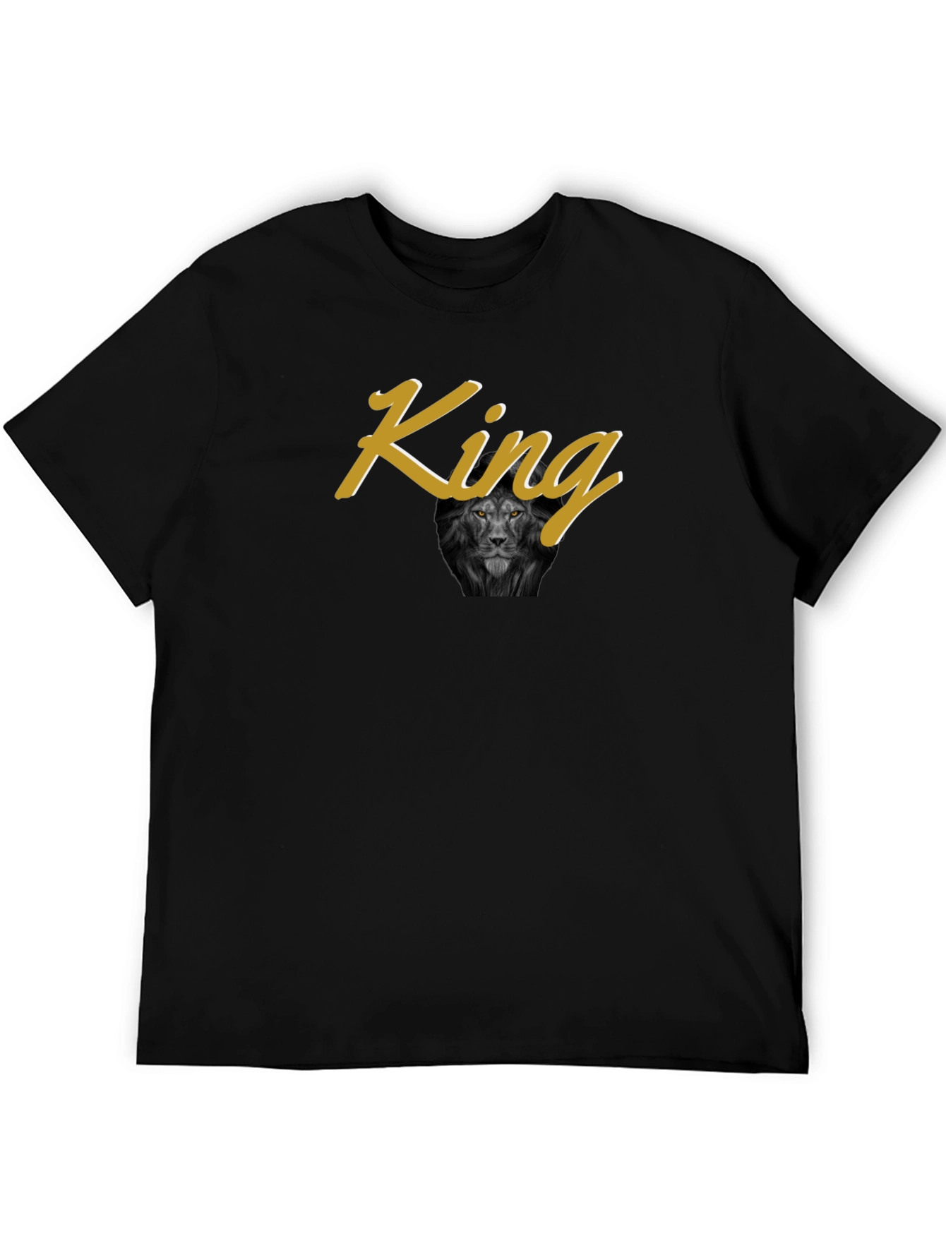 Black King Lion Graphic Print Black T-Shirt view 5