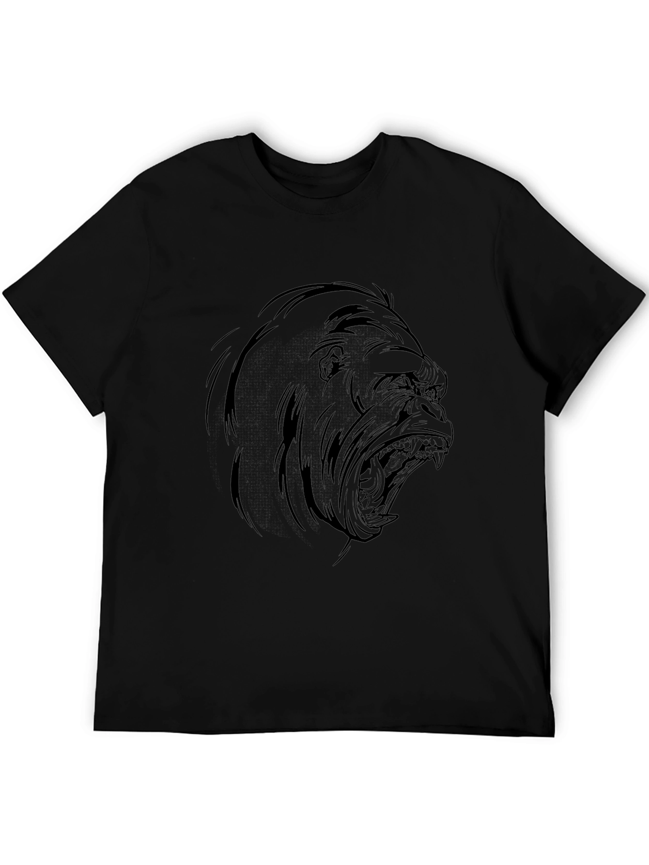 Black Angry Gorilla Graphic Tee - Premium Black Cotton T-Shirt view 5