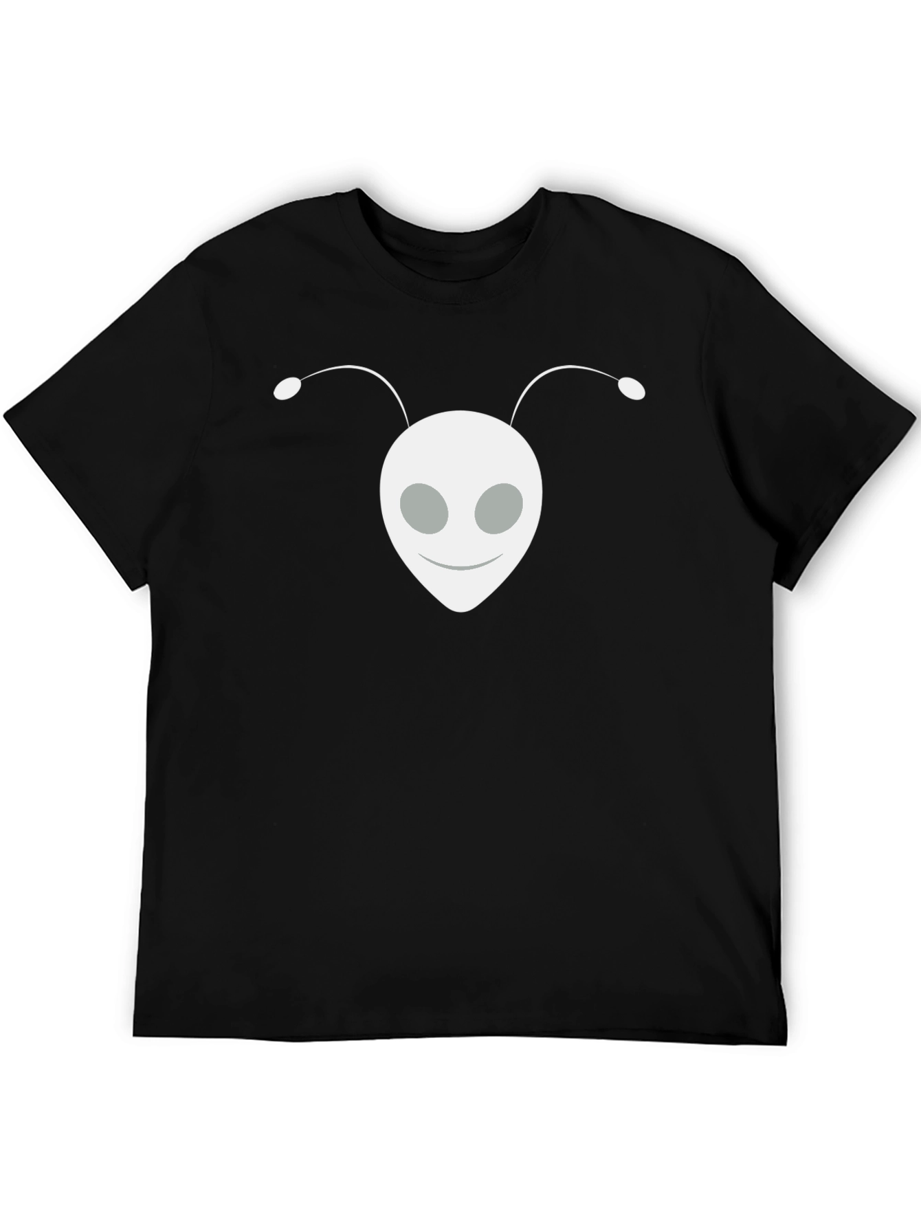 Black Alien Head Graphic Tee - Black Cotton Blend Shirt view 5