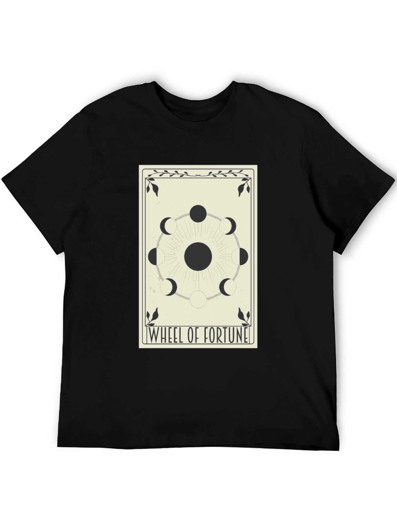 Black Wheel of Fortune Tarot Card Graphic T-Shirt view 5