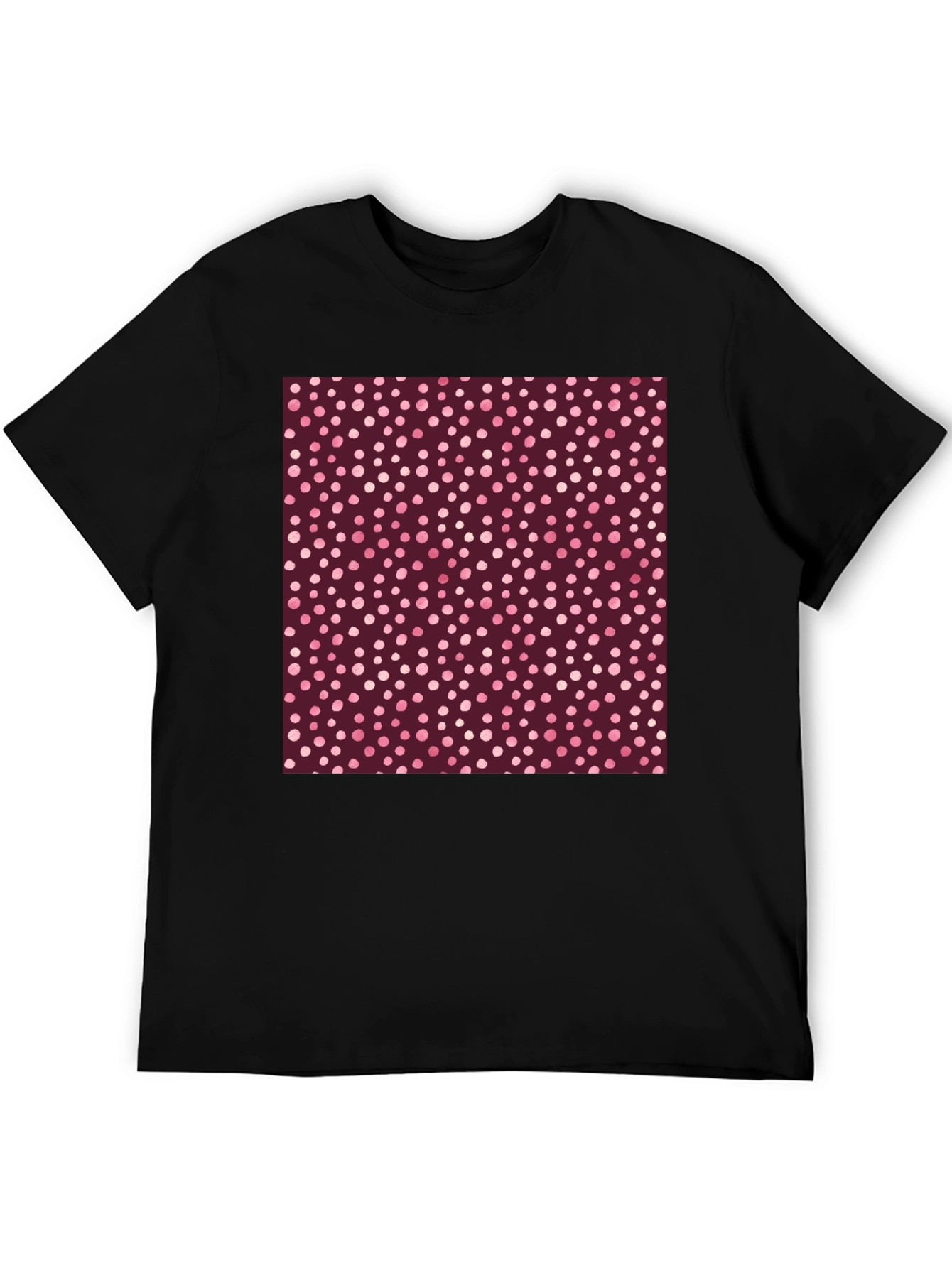 Black Stylish Polka Dot Print Black T-Shirt view 5