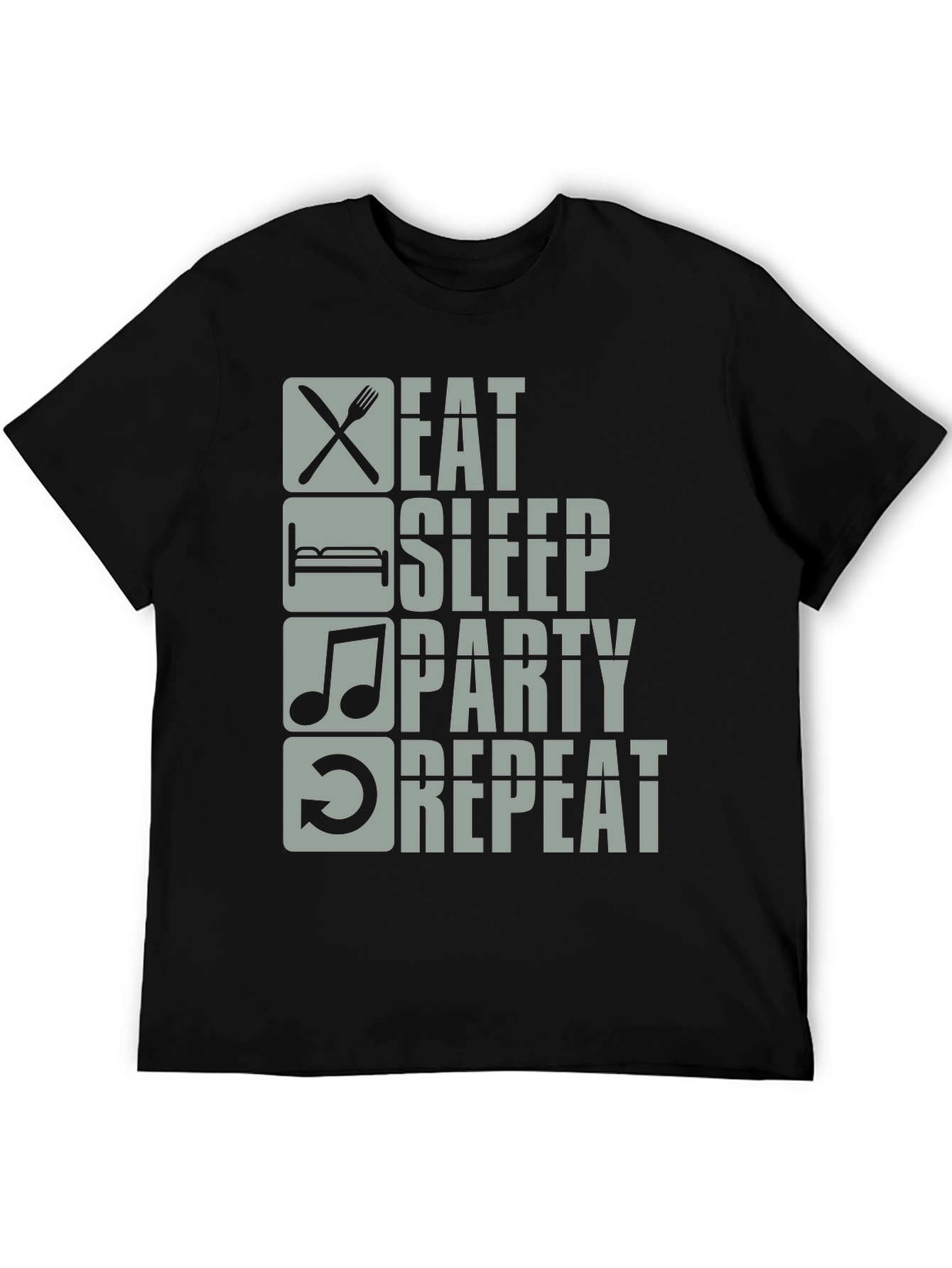 Black Eat Sleep Party Repeat Graphic Tee view 5