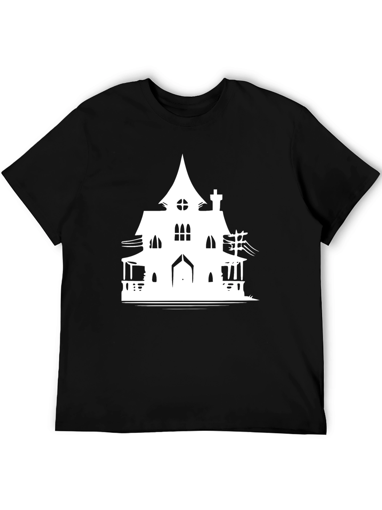 Black Haunted House Graphic T-Shirt view 5