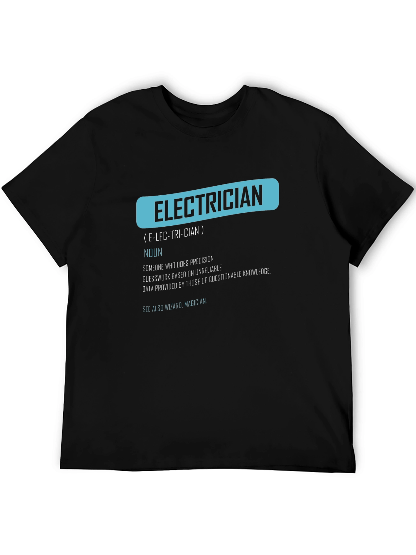 Black Electrician Definition Graphic Tee - Funny Job Gift view 5