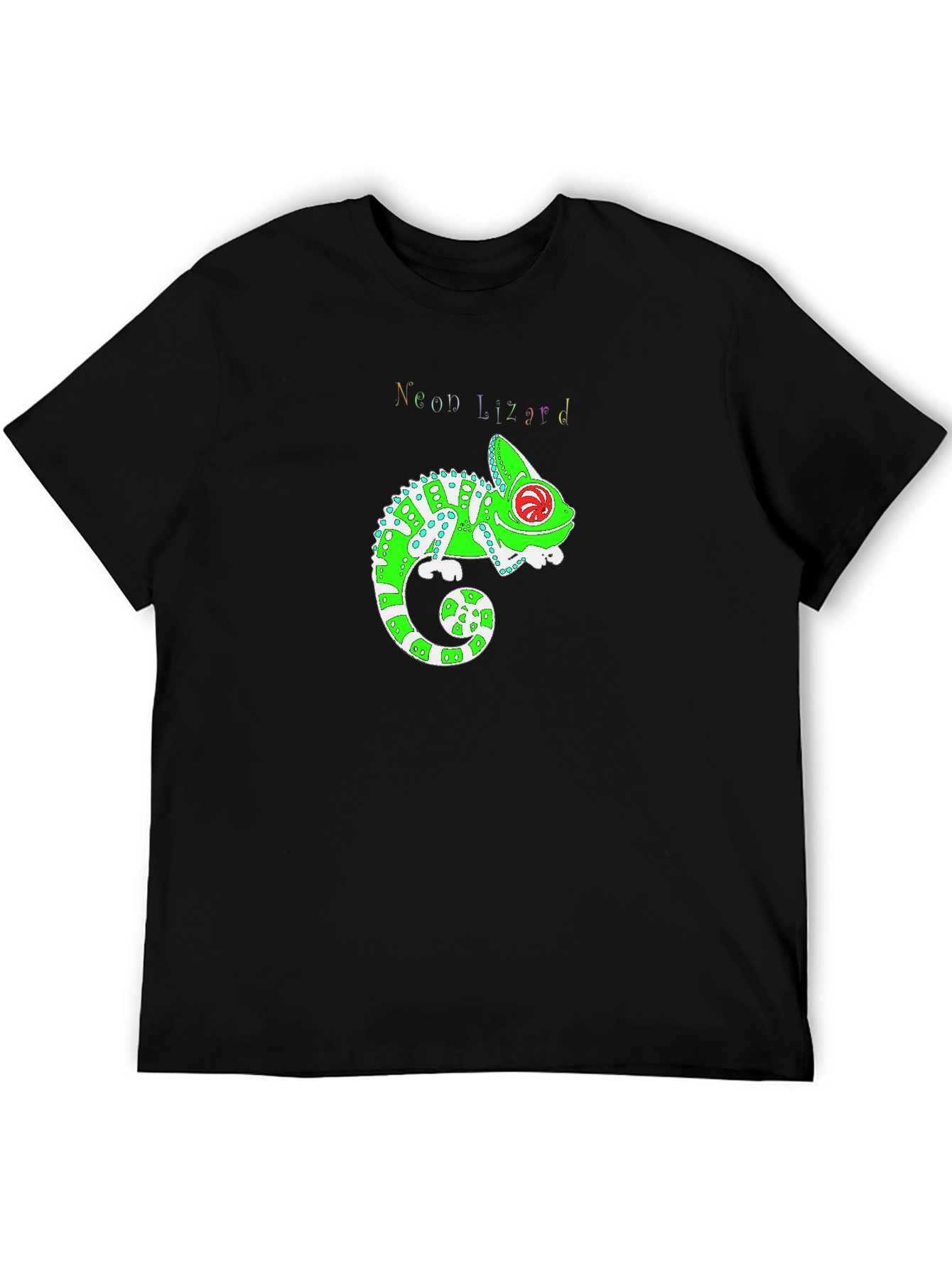 Black Neon Lizard Graphic T-Shirt - Cool Animal Print view 5