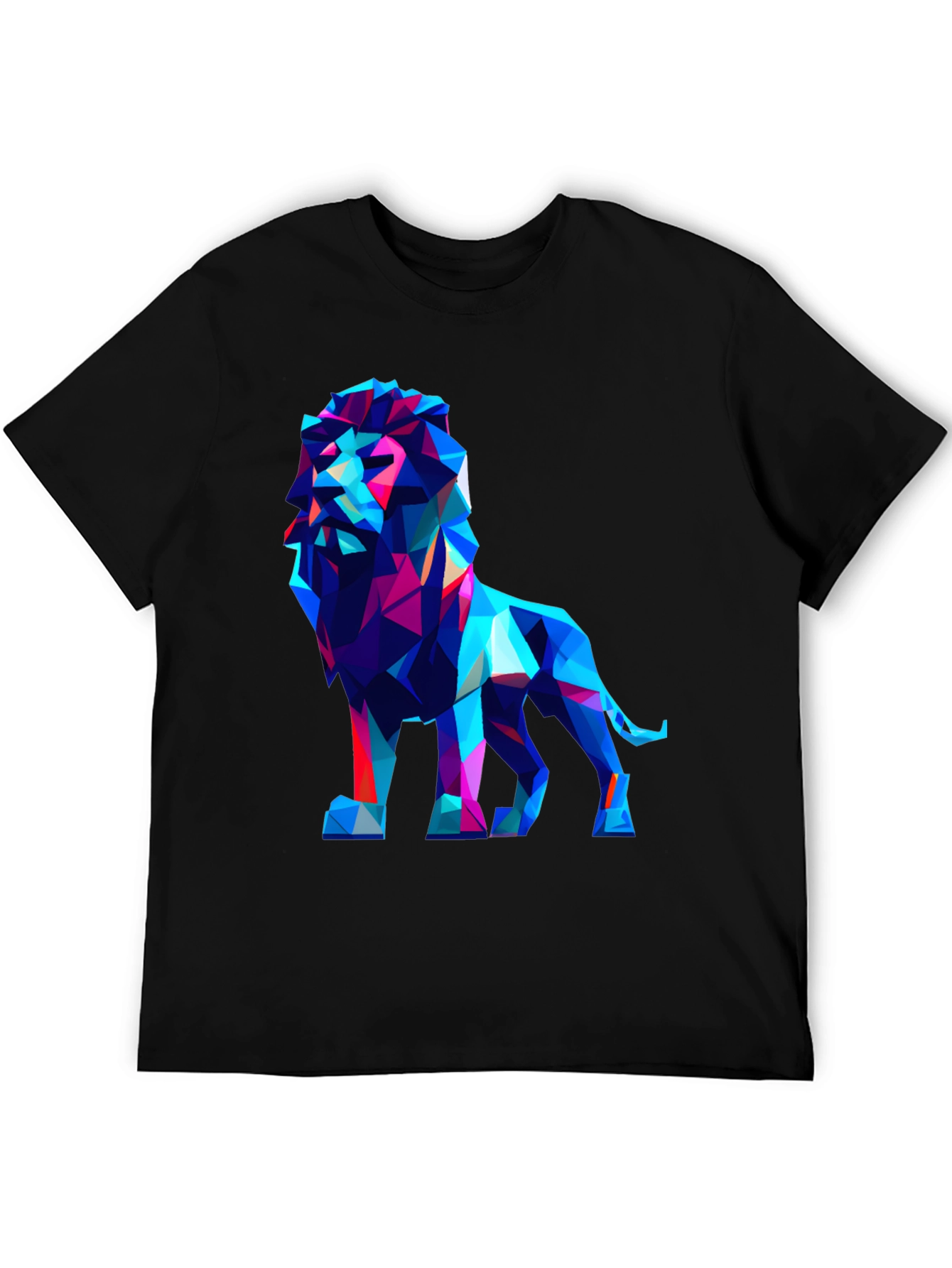 Black Geometric Lion Graphic Tee - Modern Art Shirt view 5