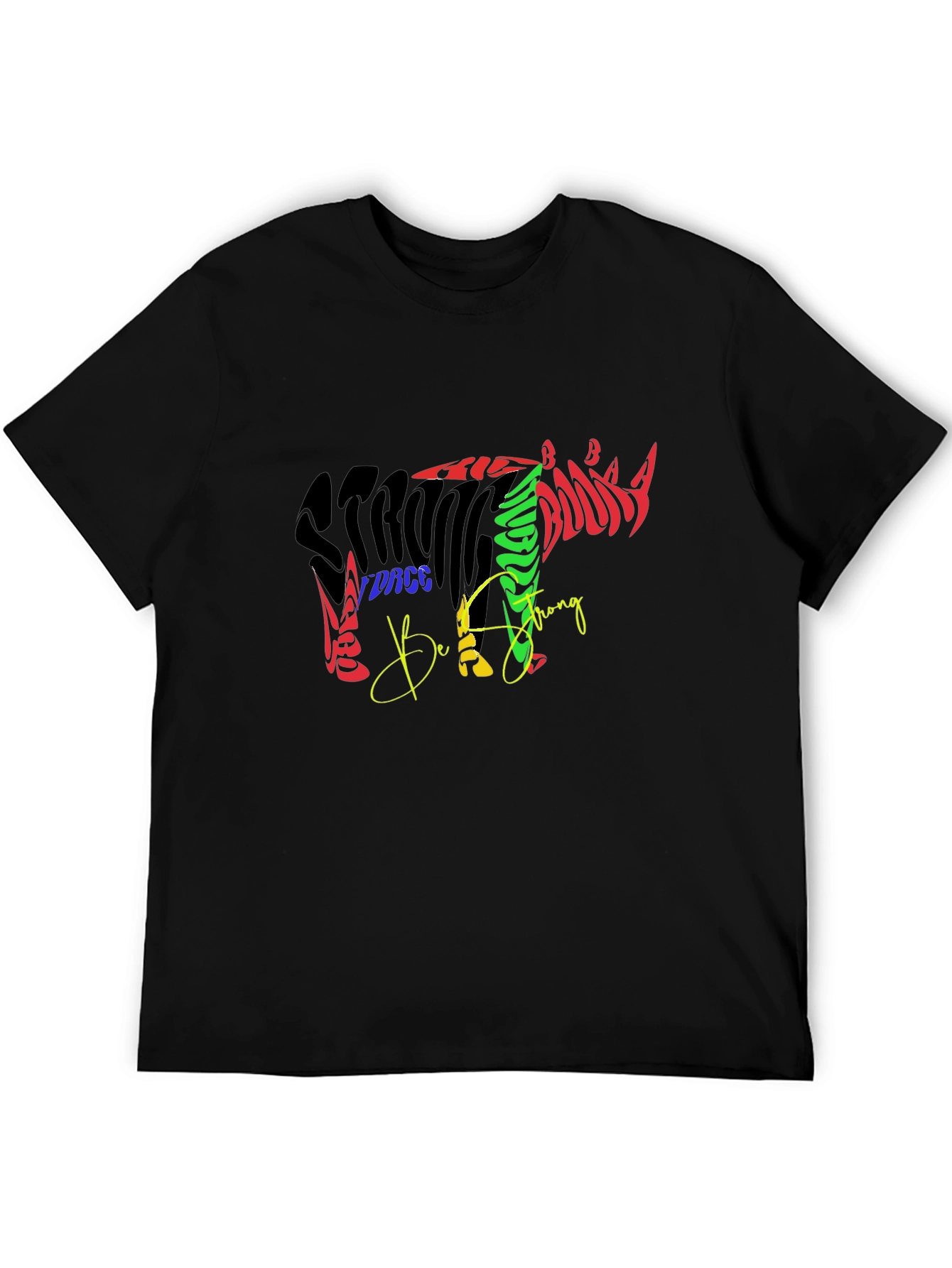 Black Strong Rhino Graphic T-Shirt view 5