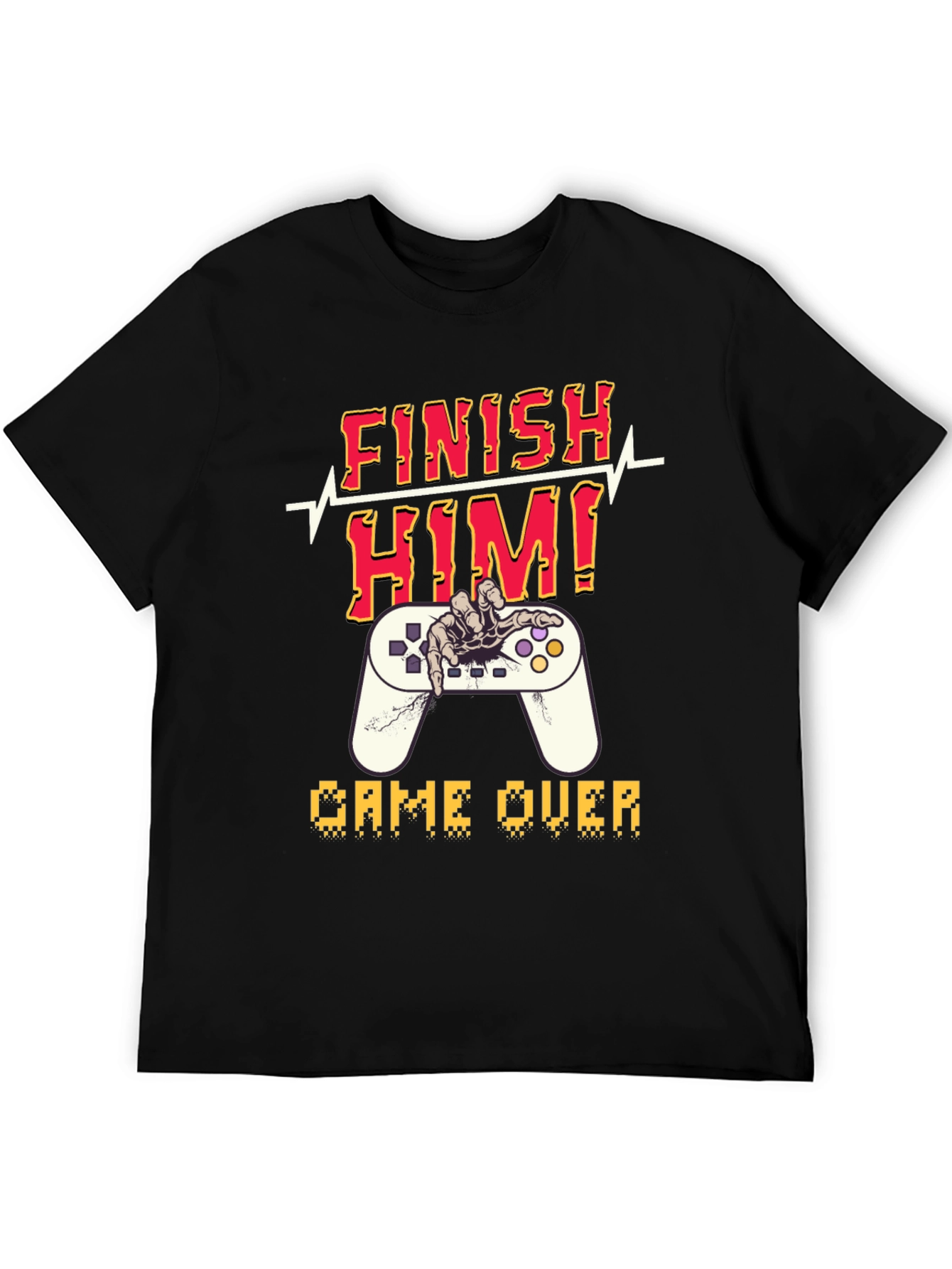 Black Finish Him! Game Over Graphic T-Shirt view 5