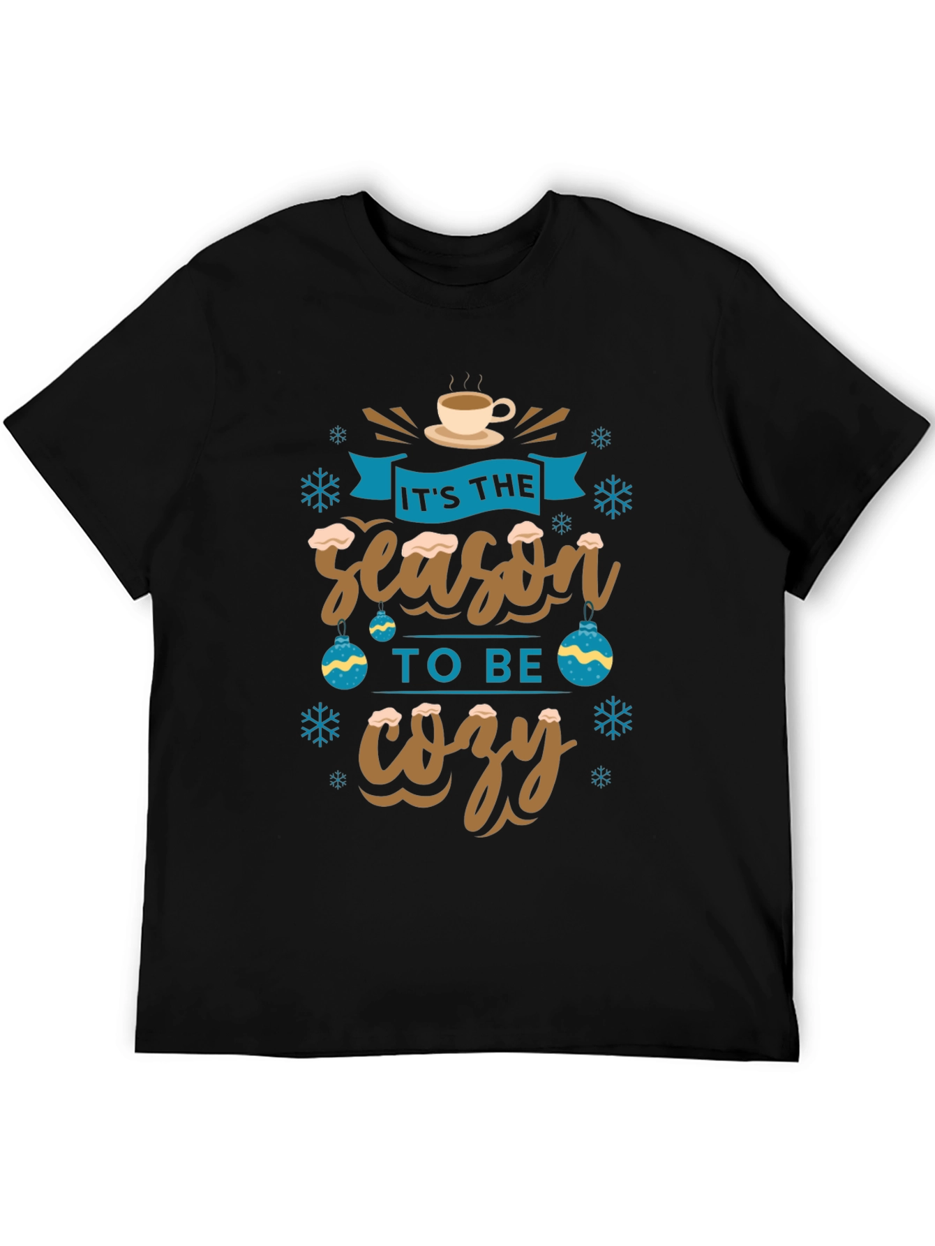 Black It's The Season To Be Cozy Holiday Graphic T-Shirt view 5