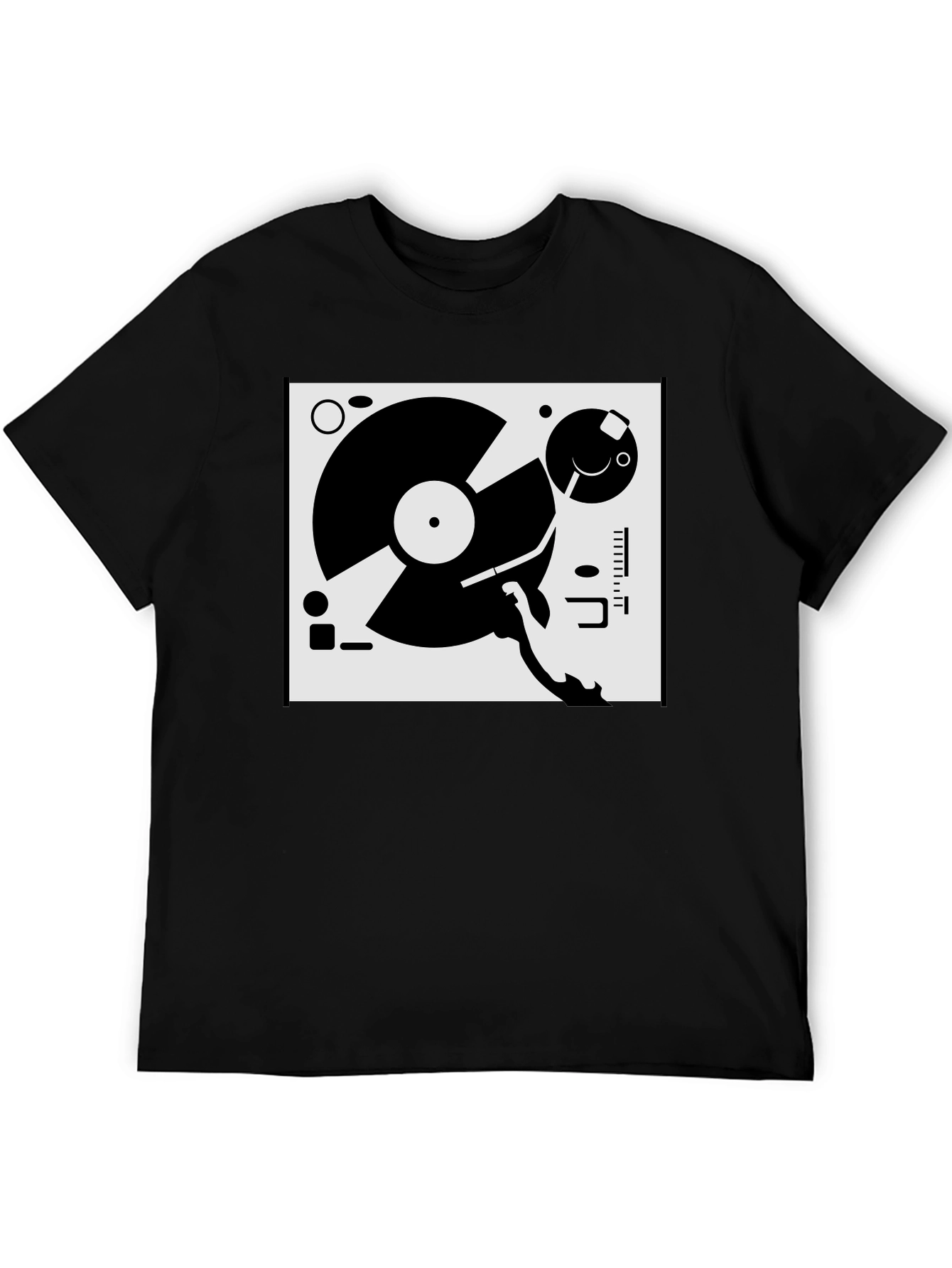 Black Retro Turntable Graphic Tee - Black view 5