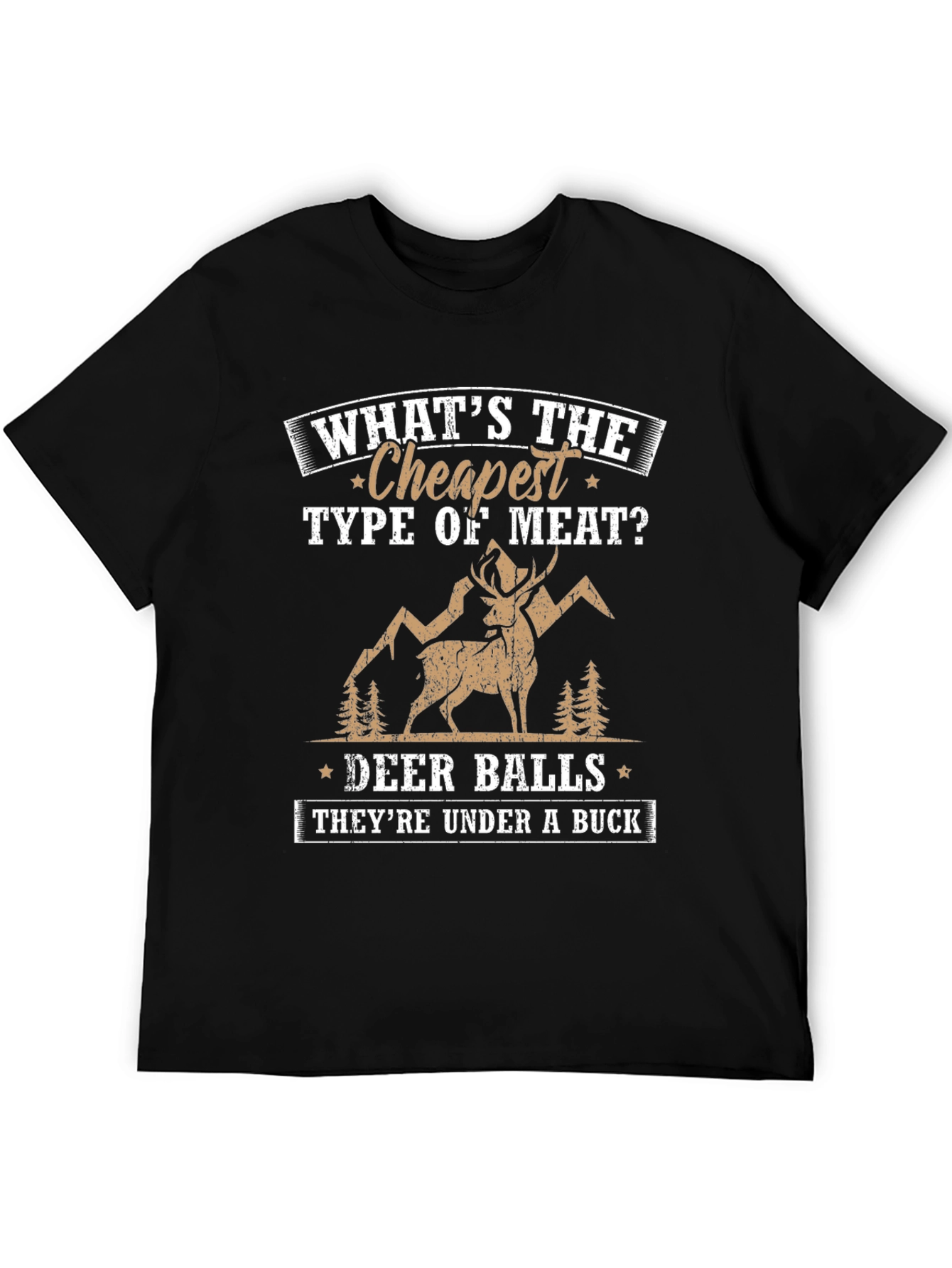 Black Funny Deer Balls Under A Buck Hunting T-Shirt view 5