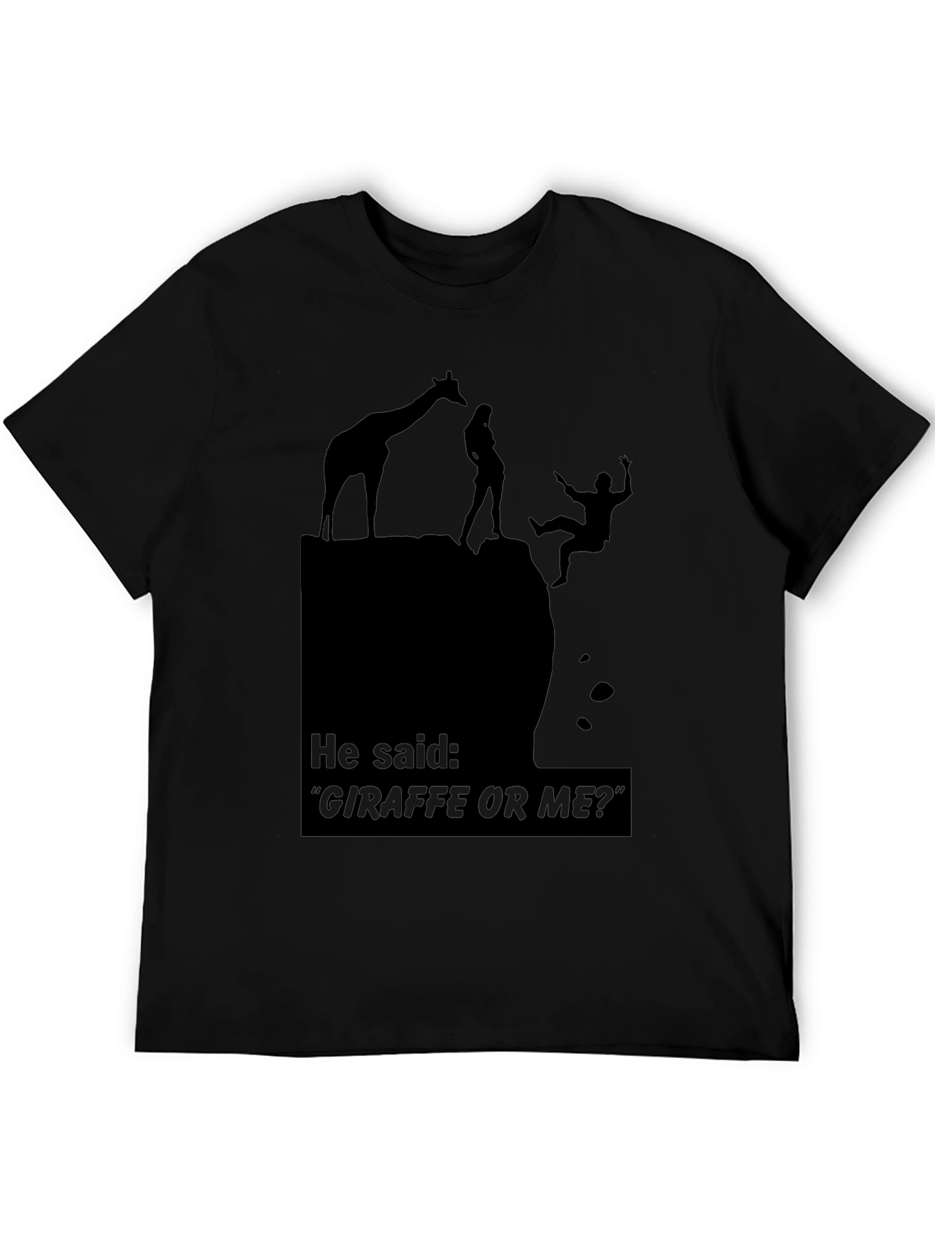 Black Giraffe or Me Funny Graphic T-Shirt view 5