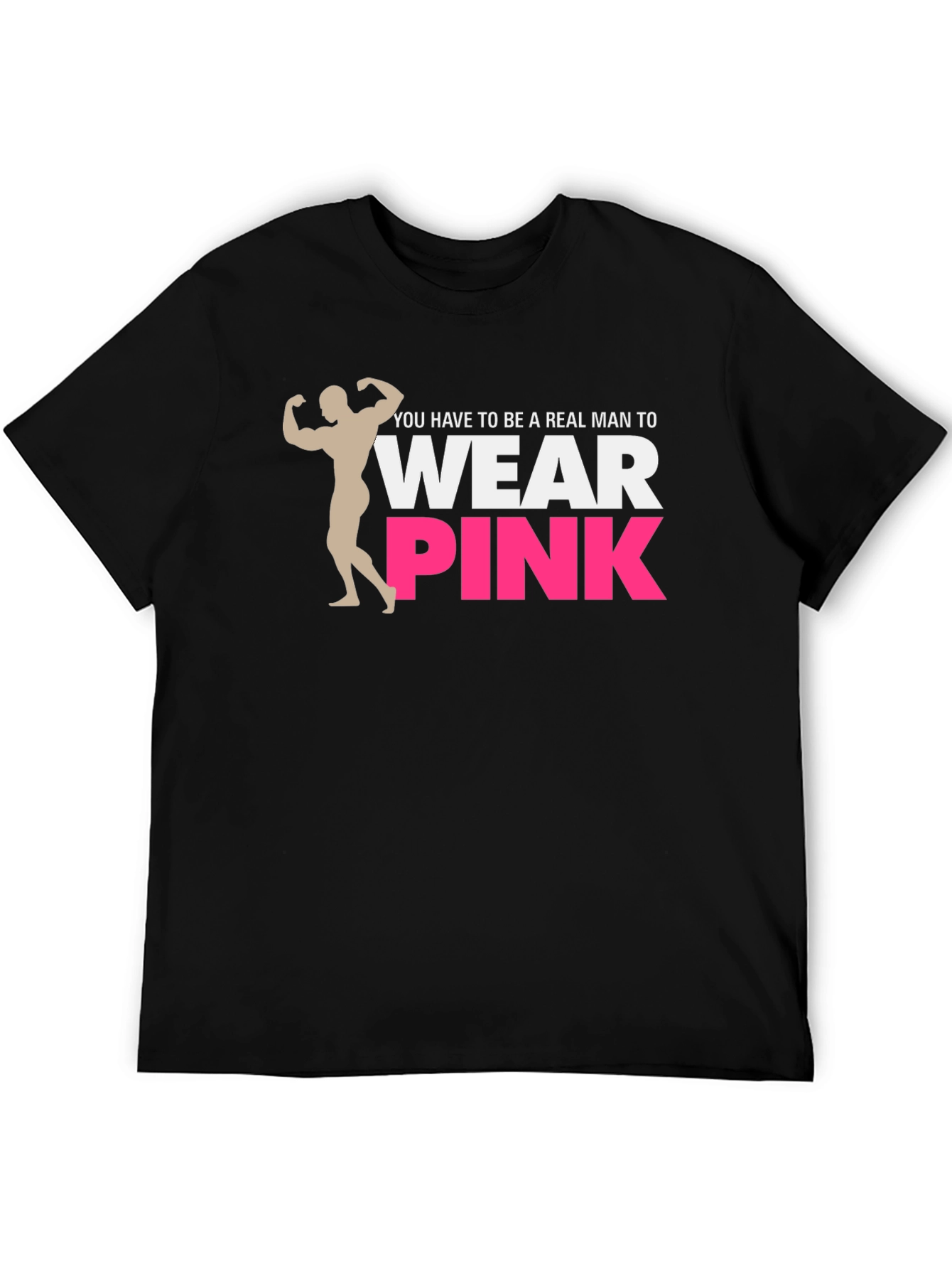 Black Real Man Wear Pink Graphic Tee view 5