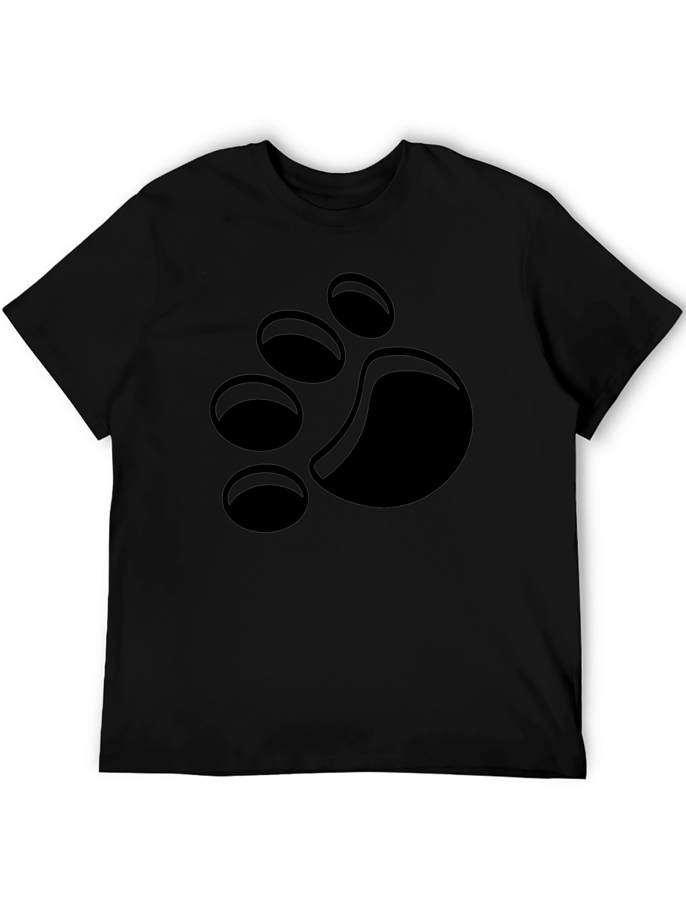 Black Black T-Shirt with Paw Print Design view 5