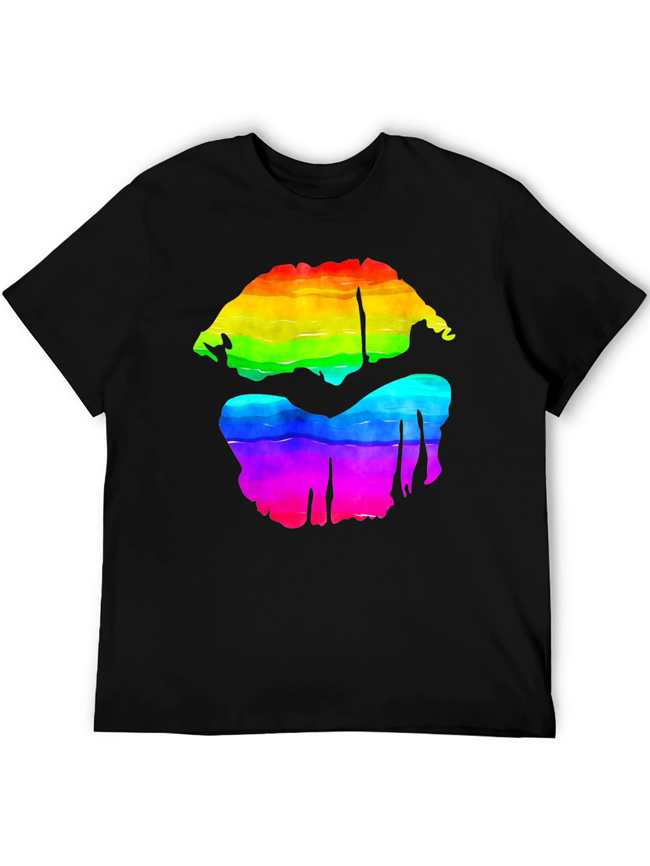 Black Rainbow Lips Graphic Tee - Bold Pride Shirt view 5