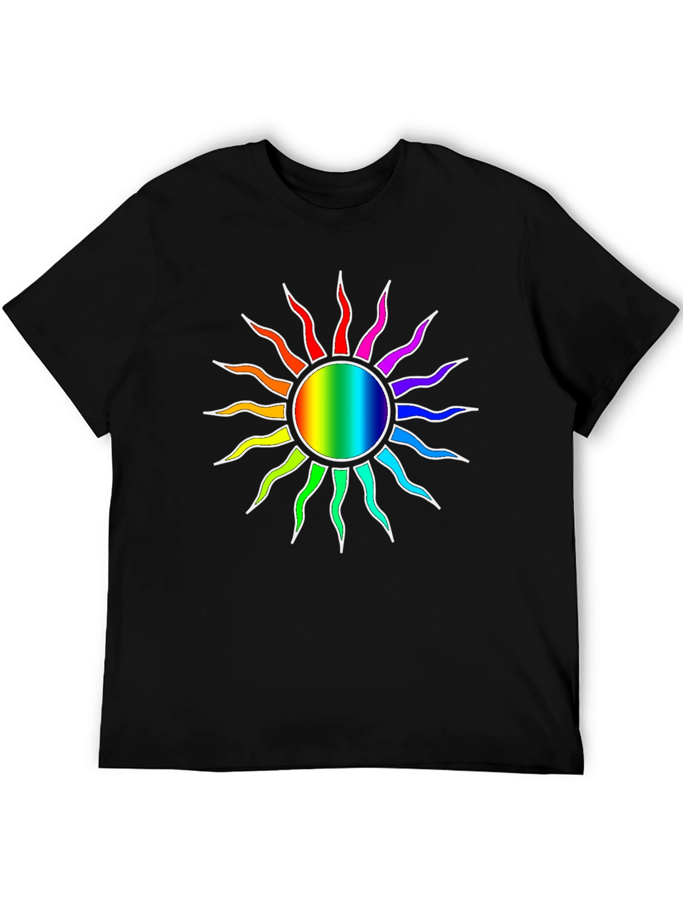 Black Rainbow Sun Graphic Black T-Shirt view 5
